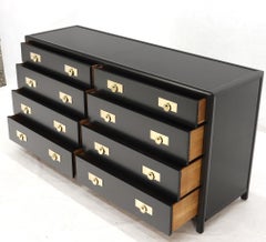 Baker Black Lacquer Brass Hardware Medalion Pulls Compact Double Dresser
