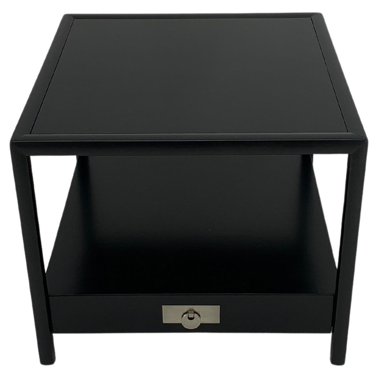 Baker Black Lacquer One Drawer Two Tier Square Side End Table Night Stand MINT!
Mint inspected vintage condition.