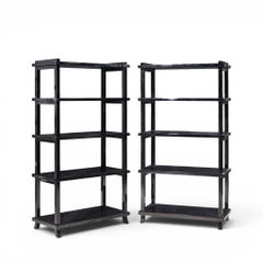 Baker Black Lacquered Etagere Shelves - Pair