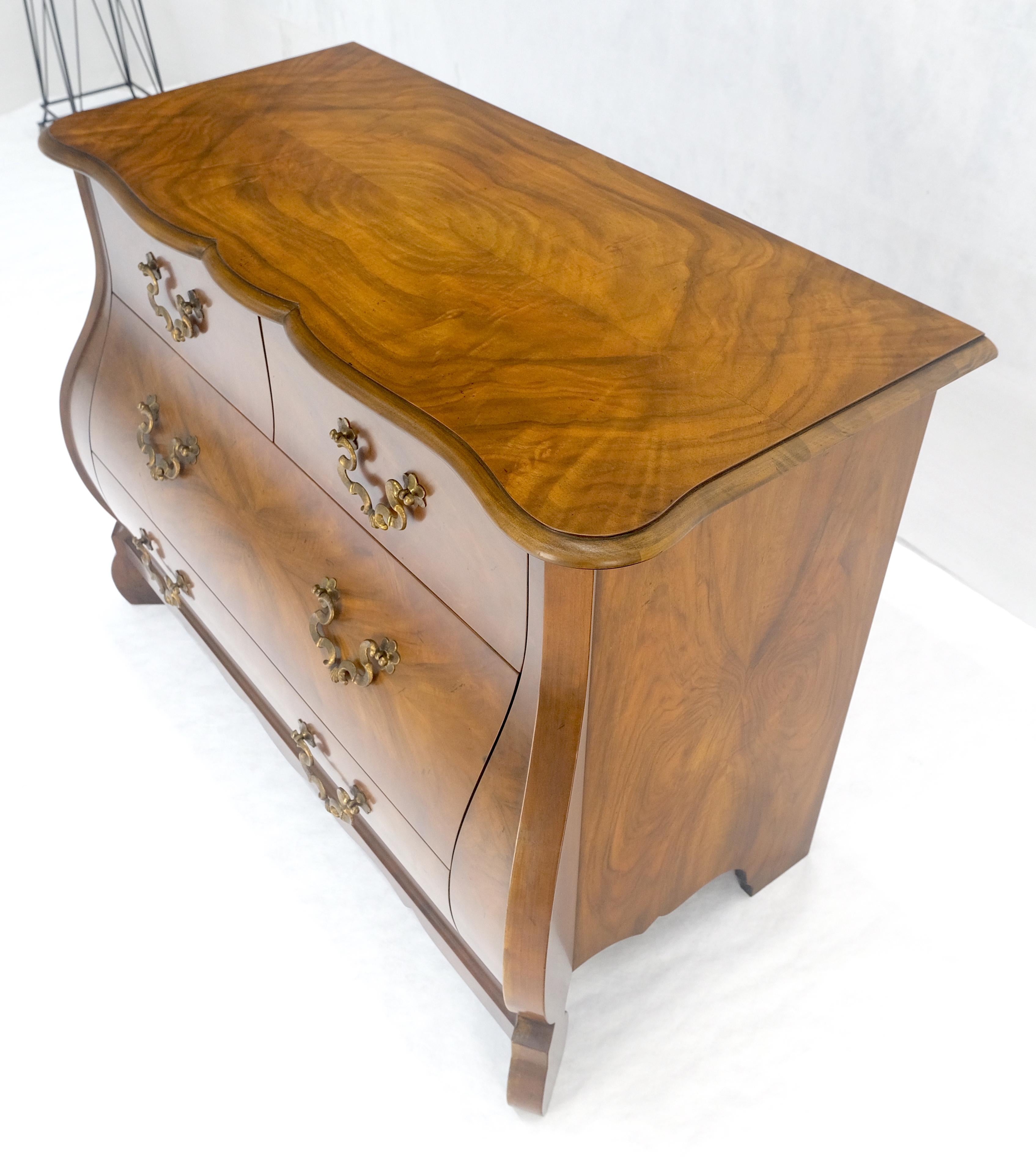 Baker Book Matched Bombay Style Heavy Brass Drop Pulls 3 Drawer Dresser Console For Sale 4
