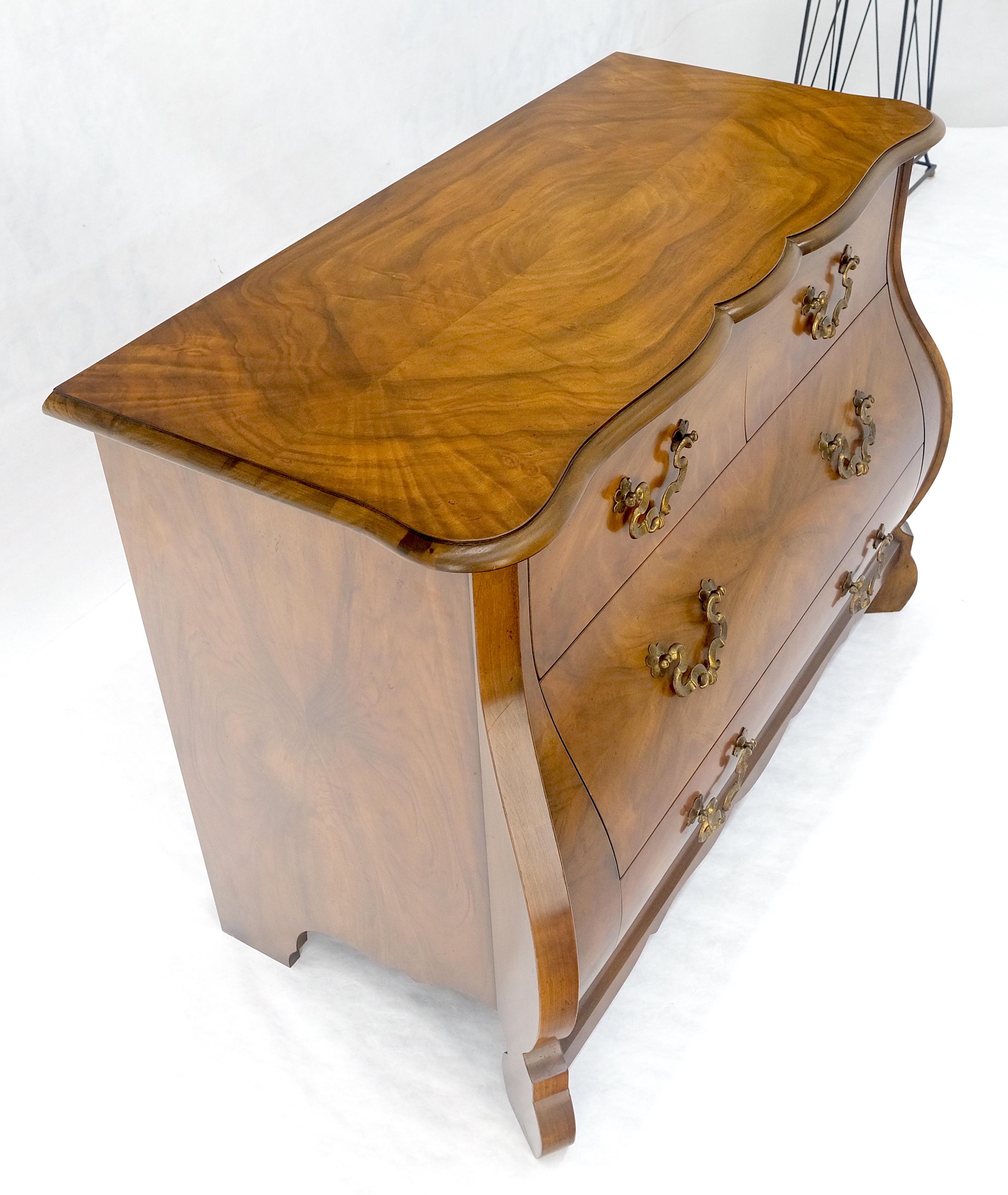 Baker Book Matched Bombay Style Heavy Brass Drop Pulls 3 Drawer Dresser Console For Sale 5