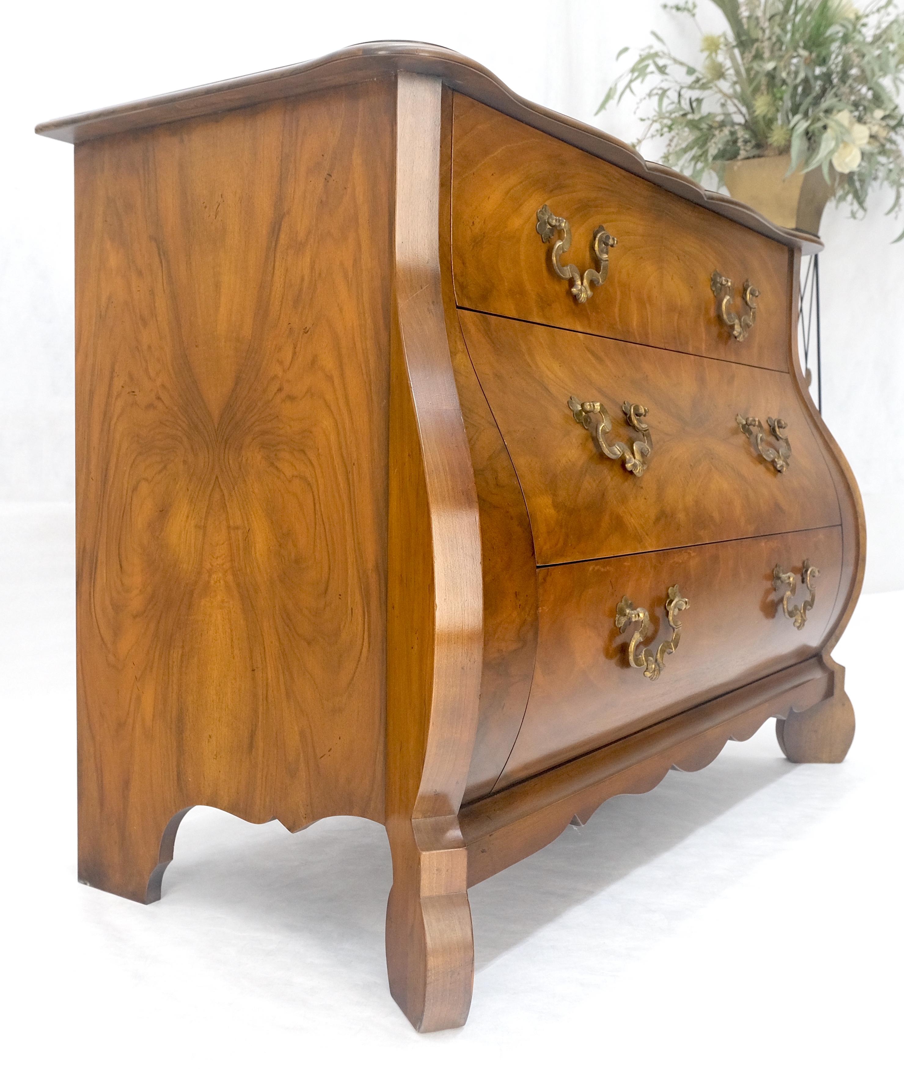 Baker Book Matched Bombay Style Heavy Brass Drop Pulls 3 Drawer Dresser Console For Sale 6