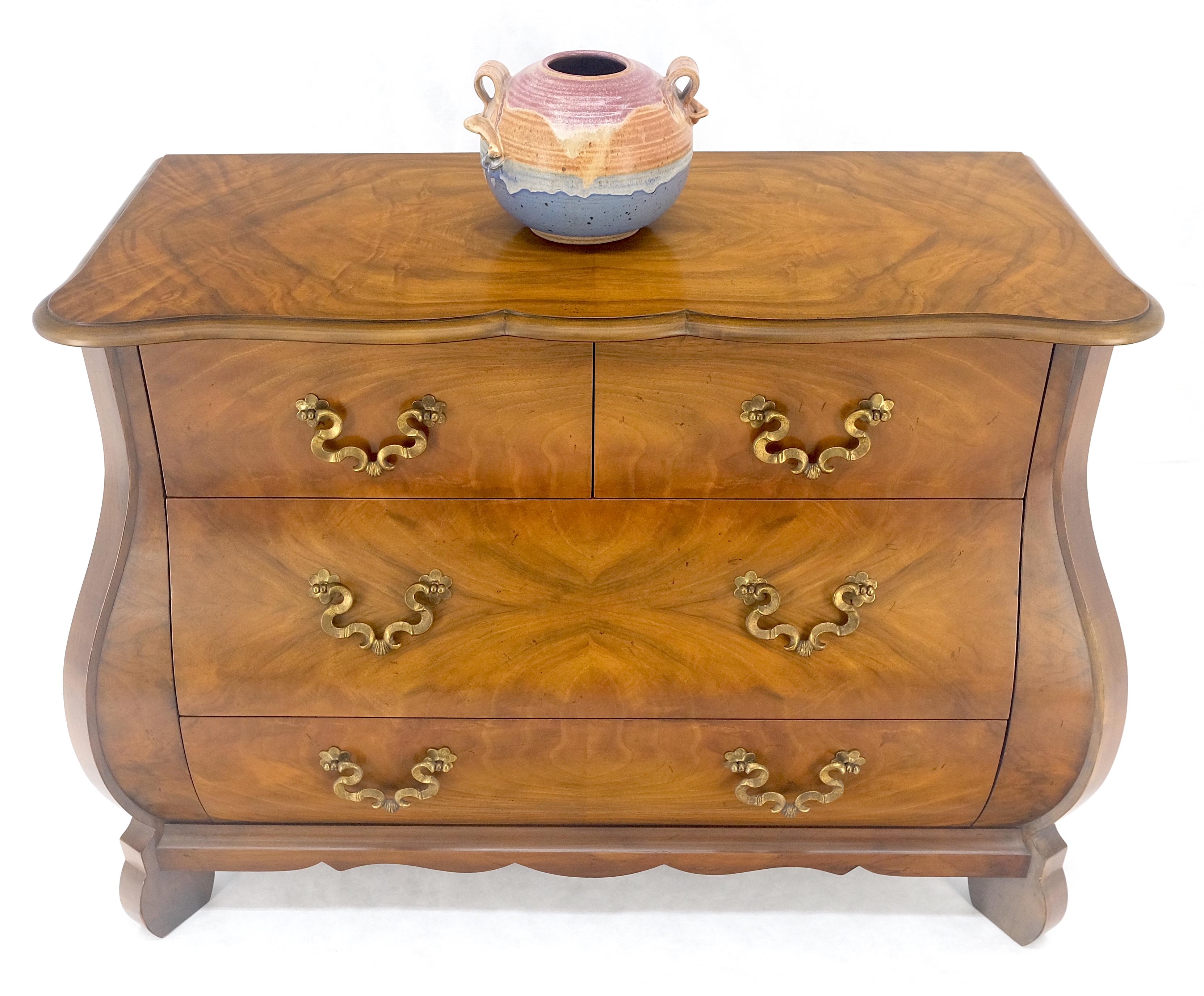Baker Book Matched Bombay Style Heavy Brass Drop Pulls 3 Drawer Dresser Console For Sale 7