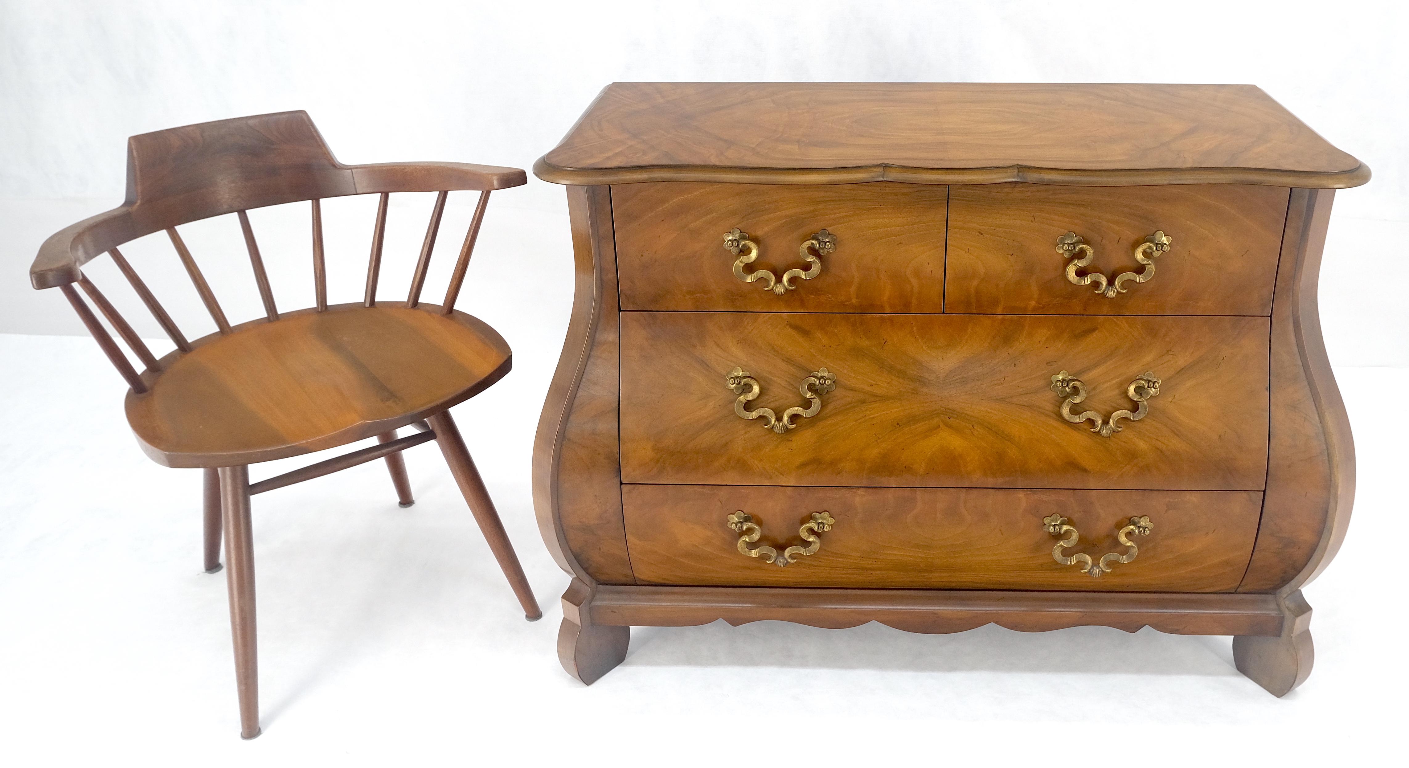 Baker Book Matched Bombay Style Heavy Brass Drop Pulls 3 Drawer Dresser Console In Good Condition For Sale In Rockaway, NJ