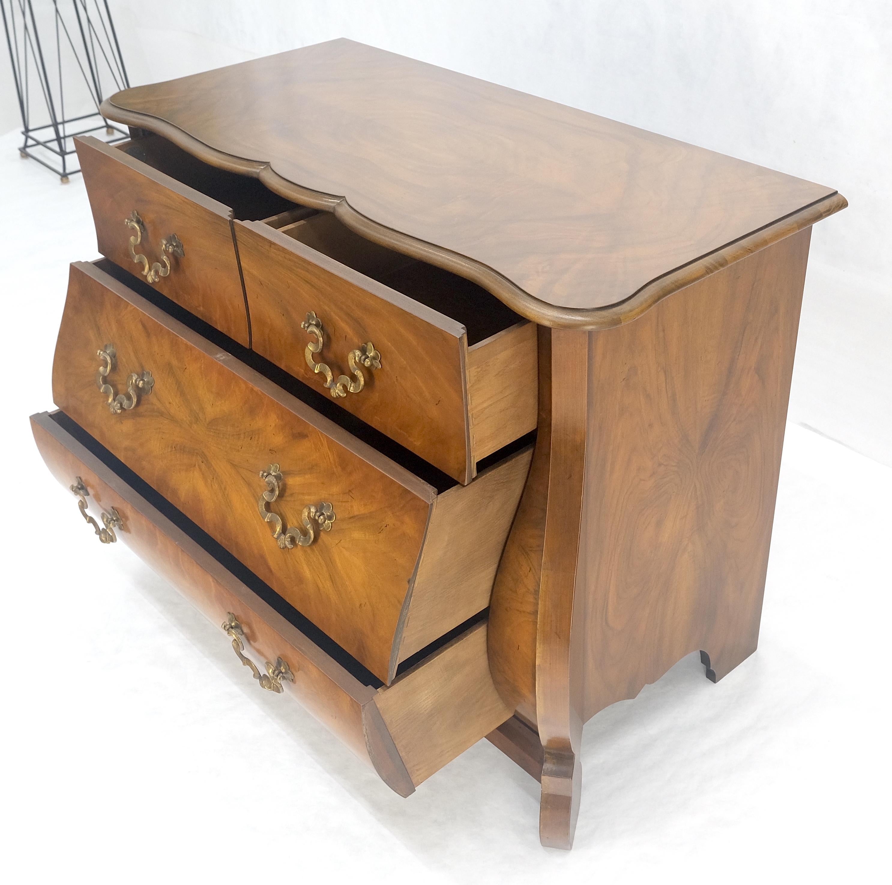 Baker Book Matched Bombay Style Heavy Brass Drop Pulls 3 Drawer Dresser Console For Sale 2