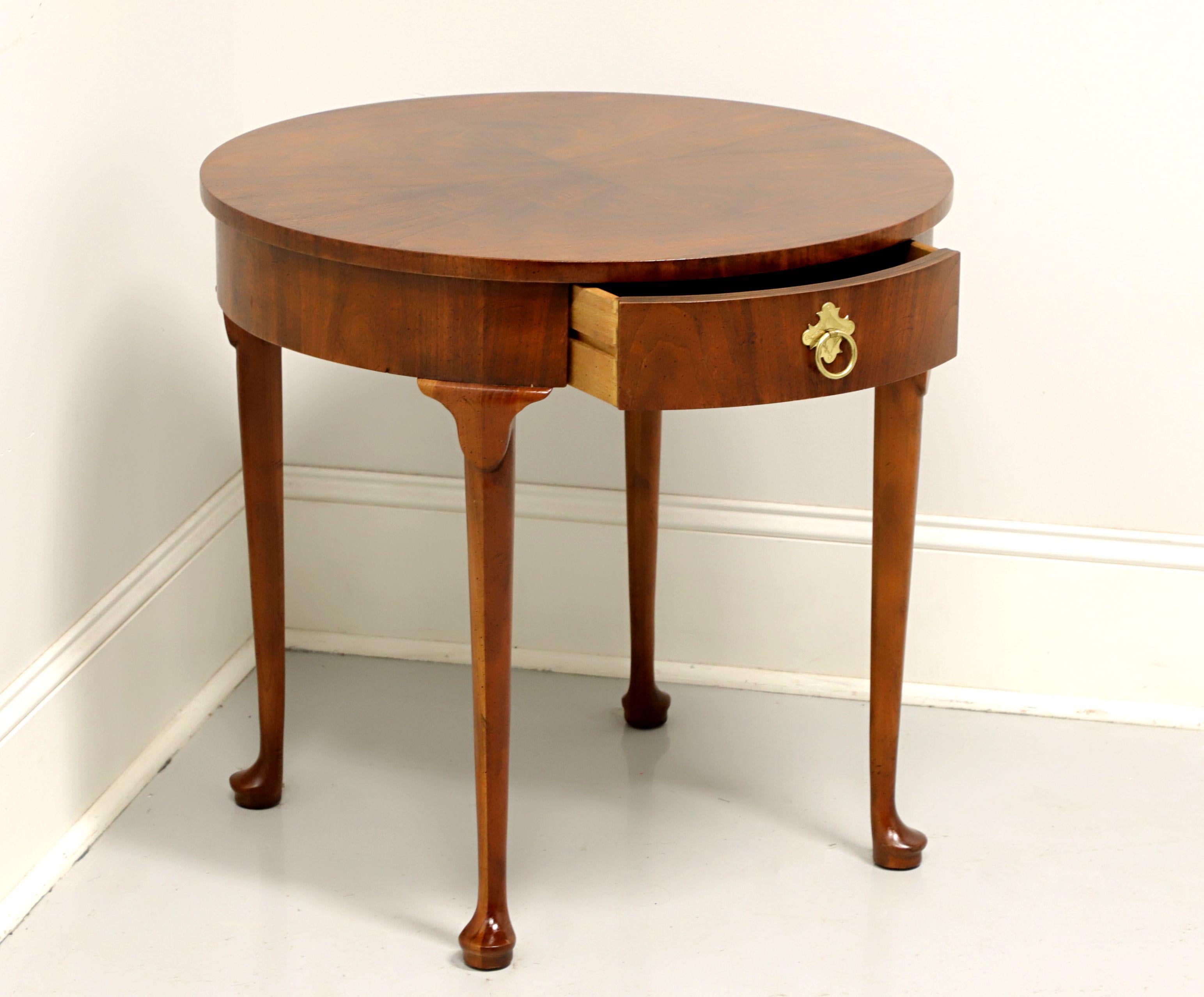 20th Century BAKER Bookmatched Walnut Georgian Style Round Accent Table