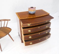 BAKER Bow Front Banded Top & 4 Drawers Pull Out Desk Bachelor Chest Dresser MINT