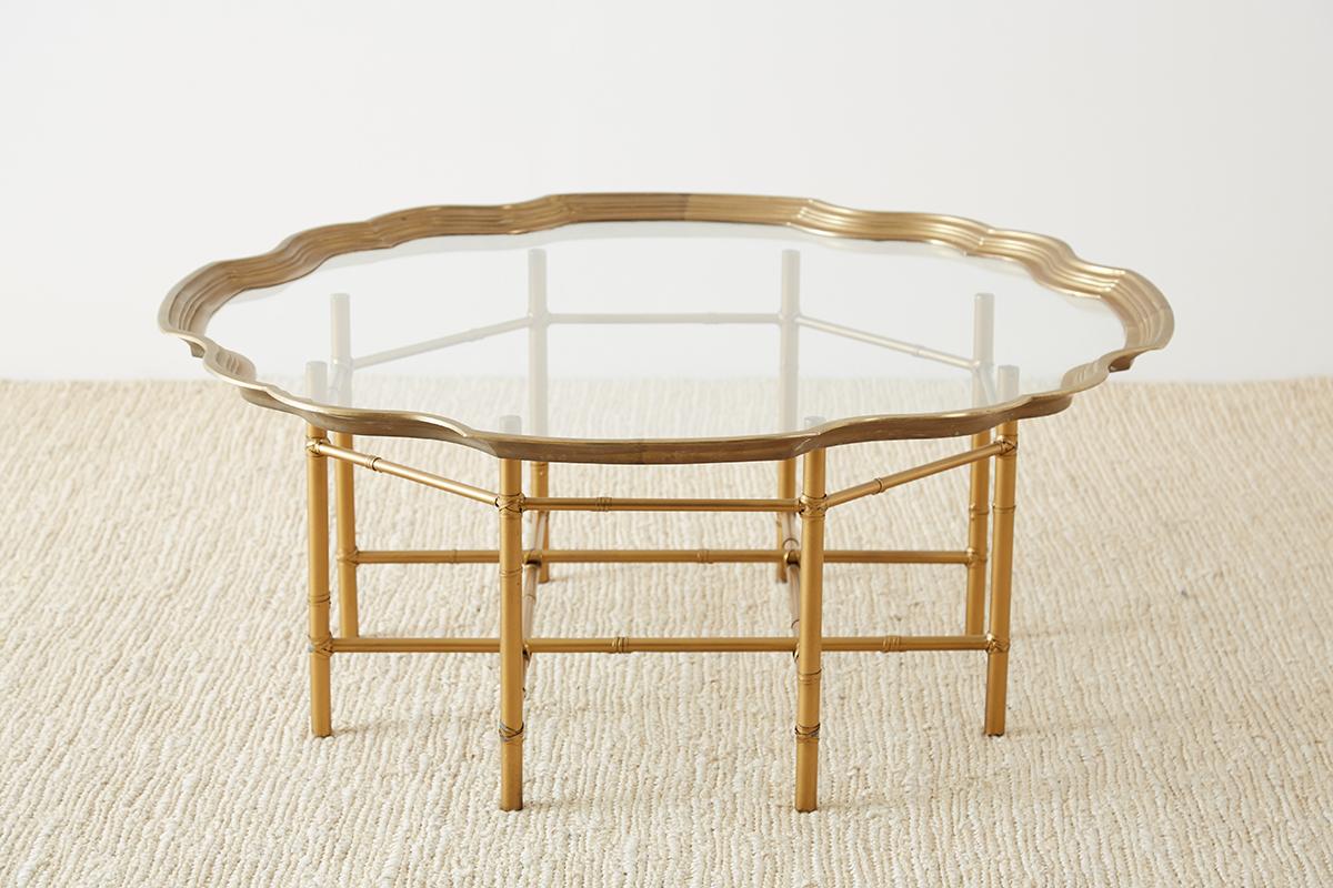 Gilt Baker Brass and Glass Tray Top Coffee Cocktail Table