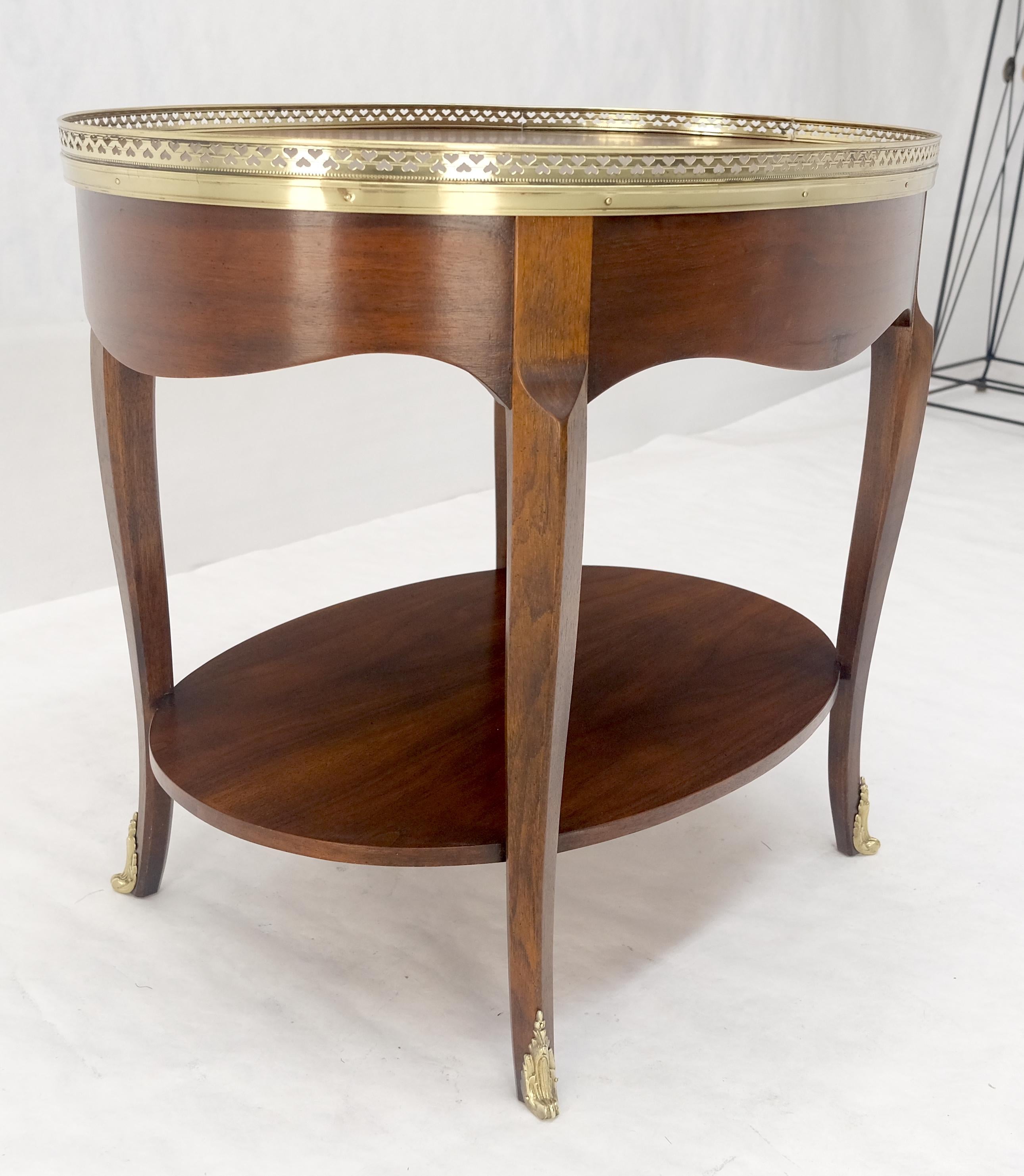 Baker Brass Gallery & Feet Oval Top Two Tier Side End Lamp Table Stand MINT For Sale 5