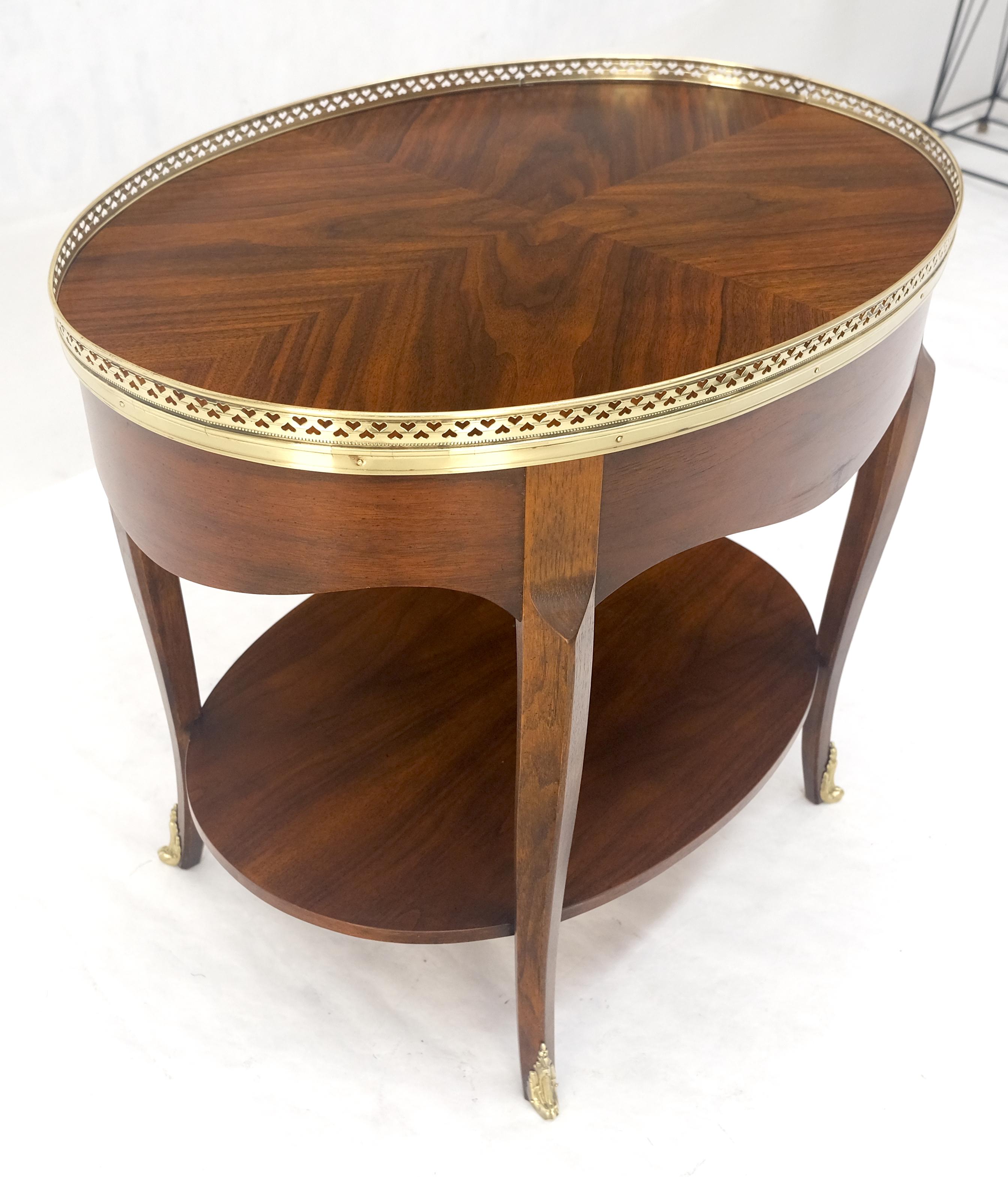 Baker Brass Gallery & Feet Oval Top Two Tier Side End Lamp Table Stand MINT For Sale 6