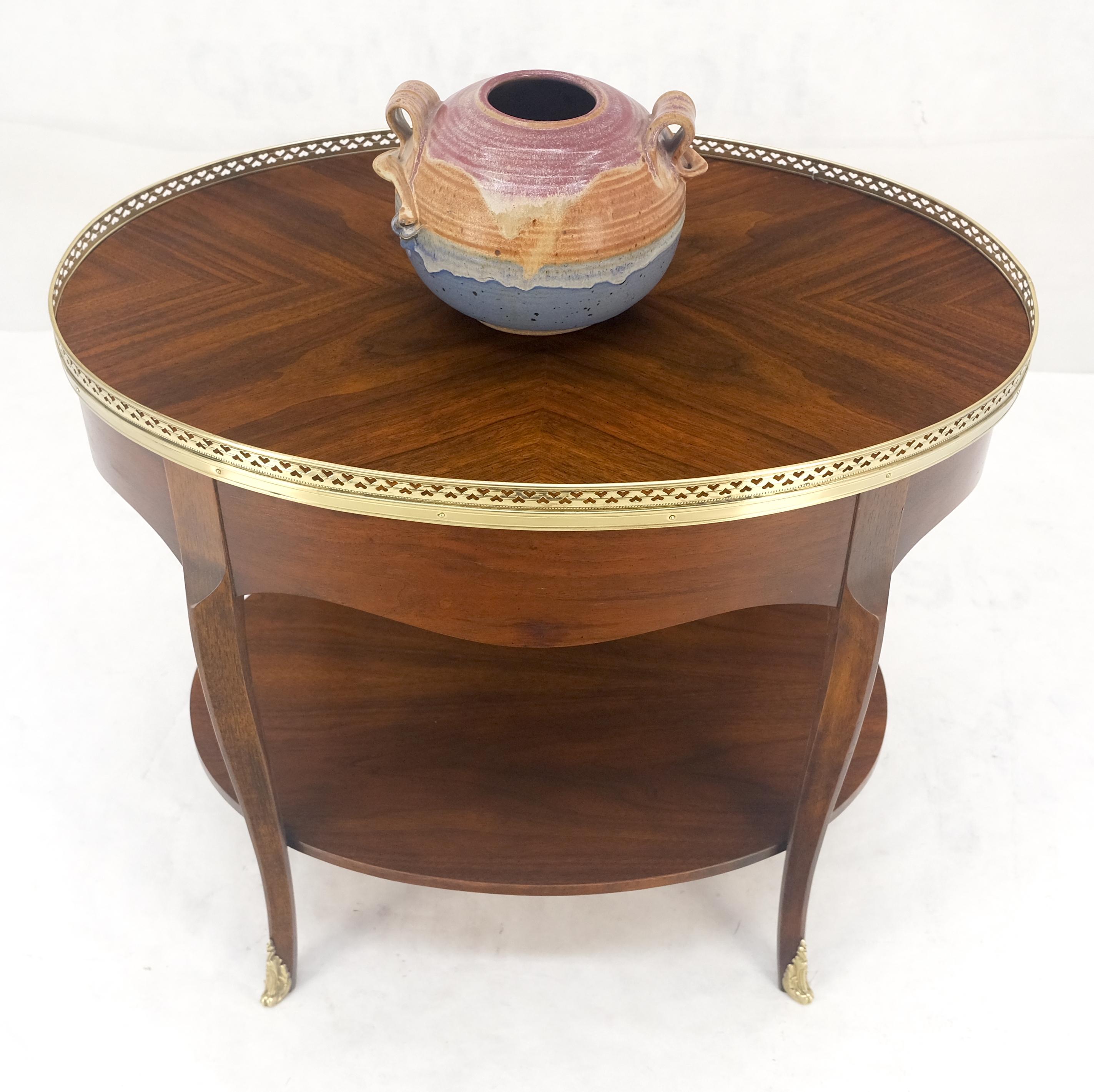 Baker Brass Gallery & Feet Oval Top Two Tier Side End Lamp Table Stand MINT For Sale 7