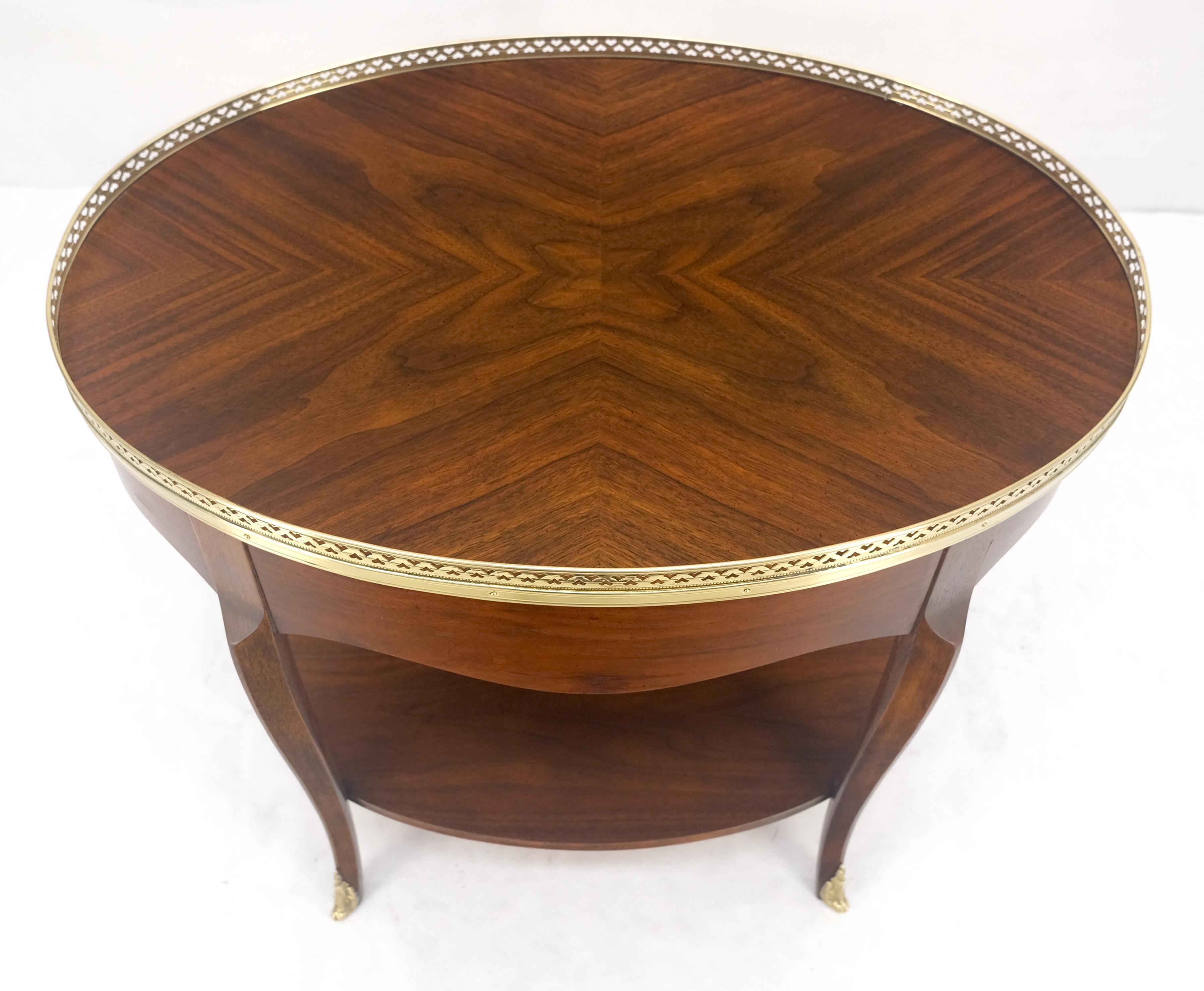 Baker Brass Gallery & Feet Oval Top Two Tier Side End Lamp Table Stand MINT For Sale 9