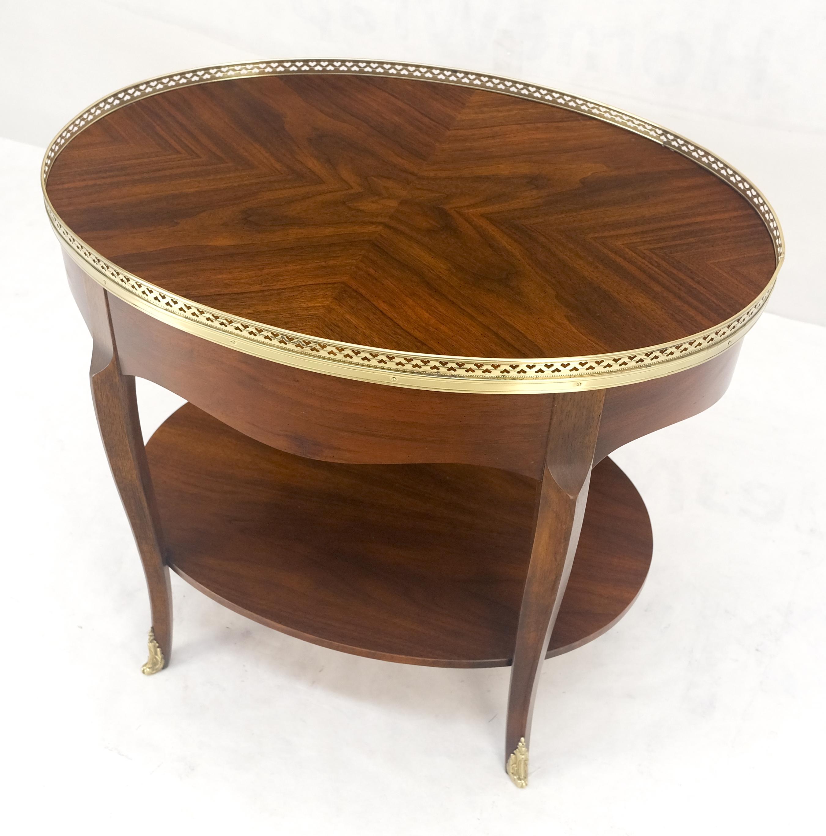 Baker Brass Gallery & Feet Oval Top Two Tier Side End Lamp Table Stand MINT For Sale 10