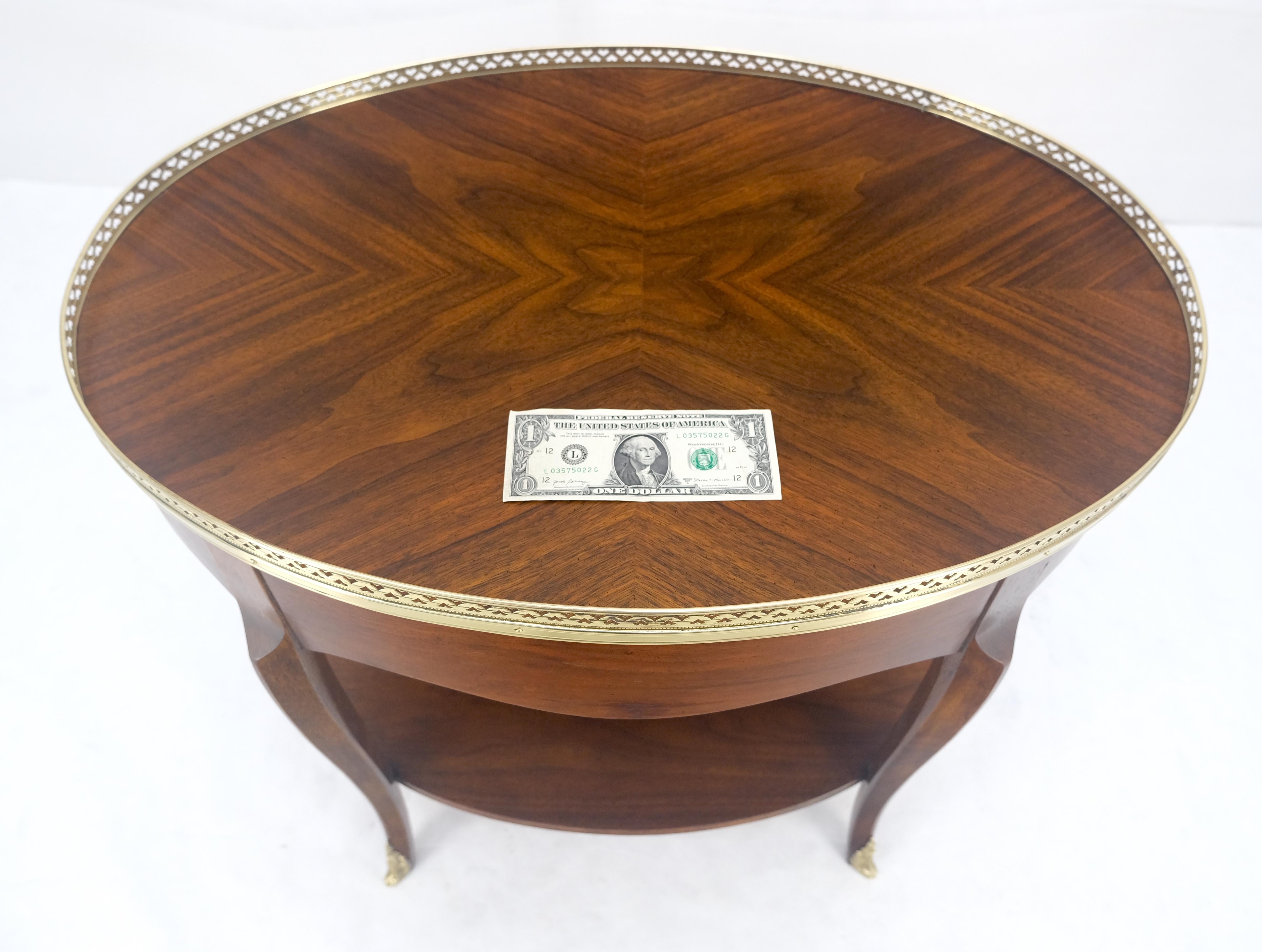 Baker Brass Gallery & Feet Oval Top Two Tier Side End Lamp Table Stand MINT For Sale 11