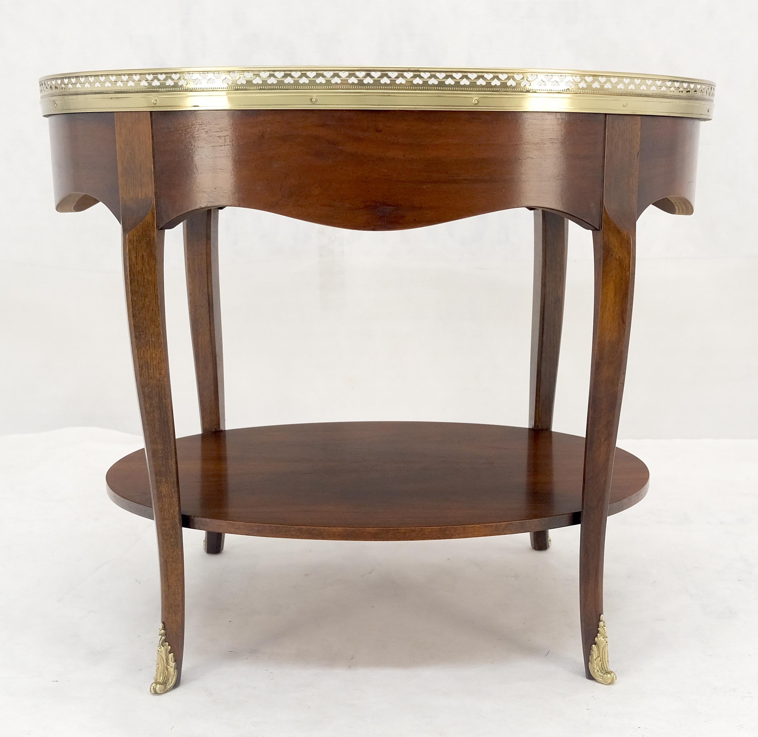 Lacquered Baker Brass Gallery & Feet Oval Top Two Tier Side End Lamp Table Stand MINT For Sale