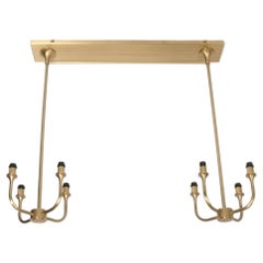 Baker Brushed Brass Finish Lur Double Pendant Chandelier by Laura Kirar