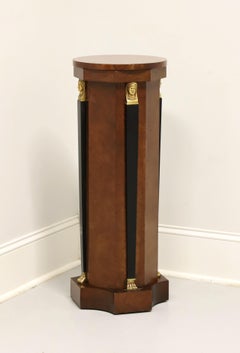 BAKER Burl Black Lacquer Neoclassical Pedestal Display Column / Plant Stand