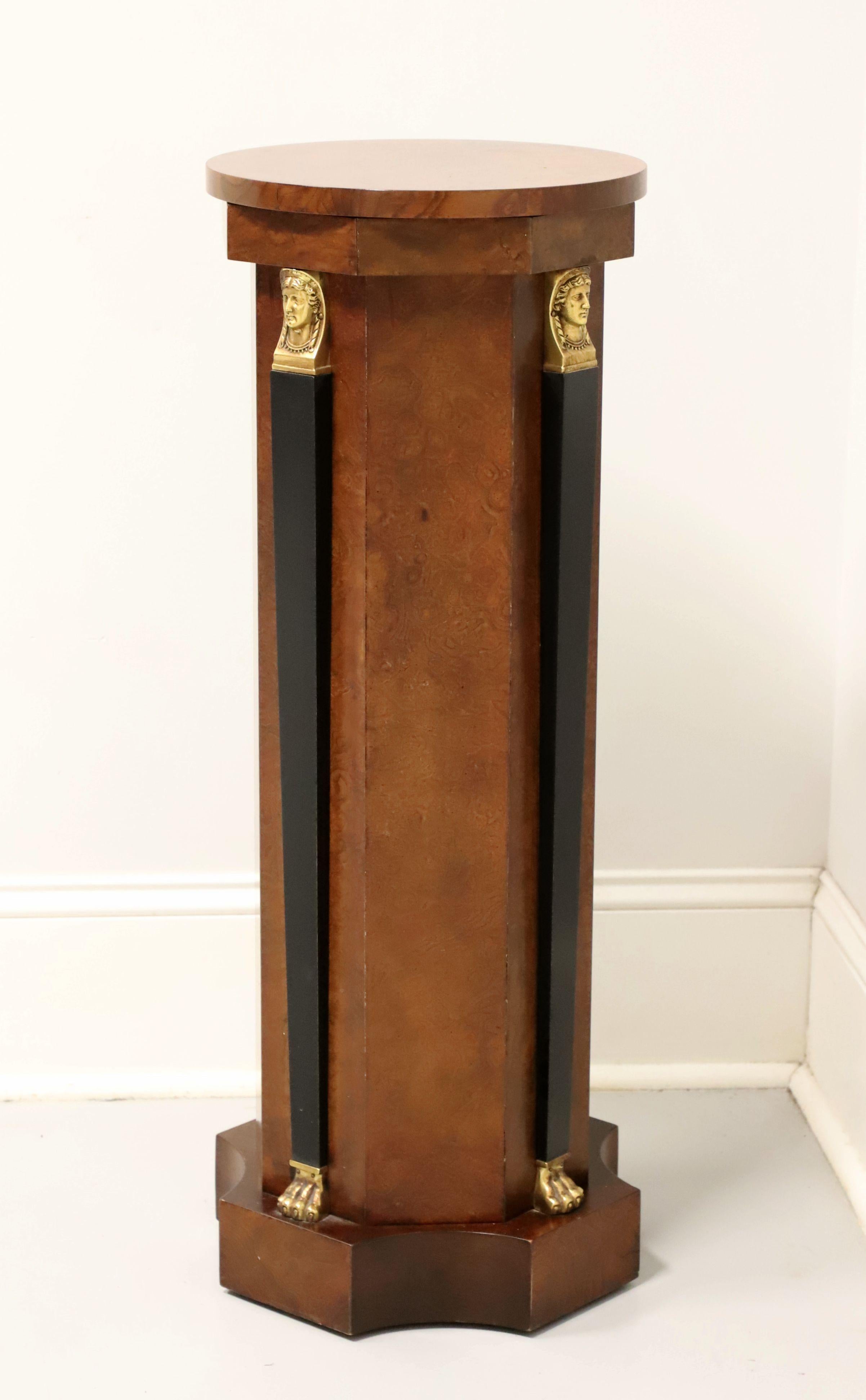 American BAKER Burl Black Lacquer Neoclassical Pedestal Display Column / Plant Stand