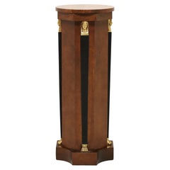 BAKER Burl Black Lacquer Neoclassical Pedestal Display Column / Plant Stand