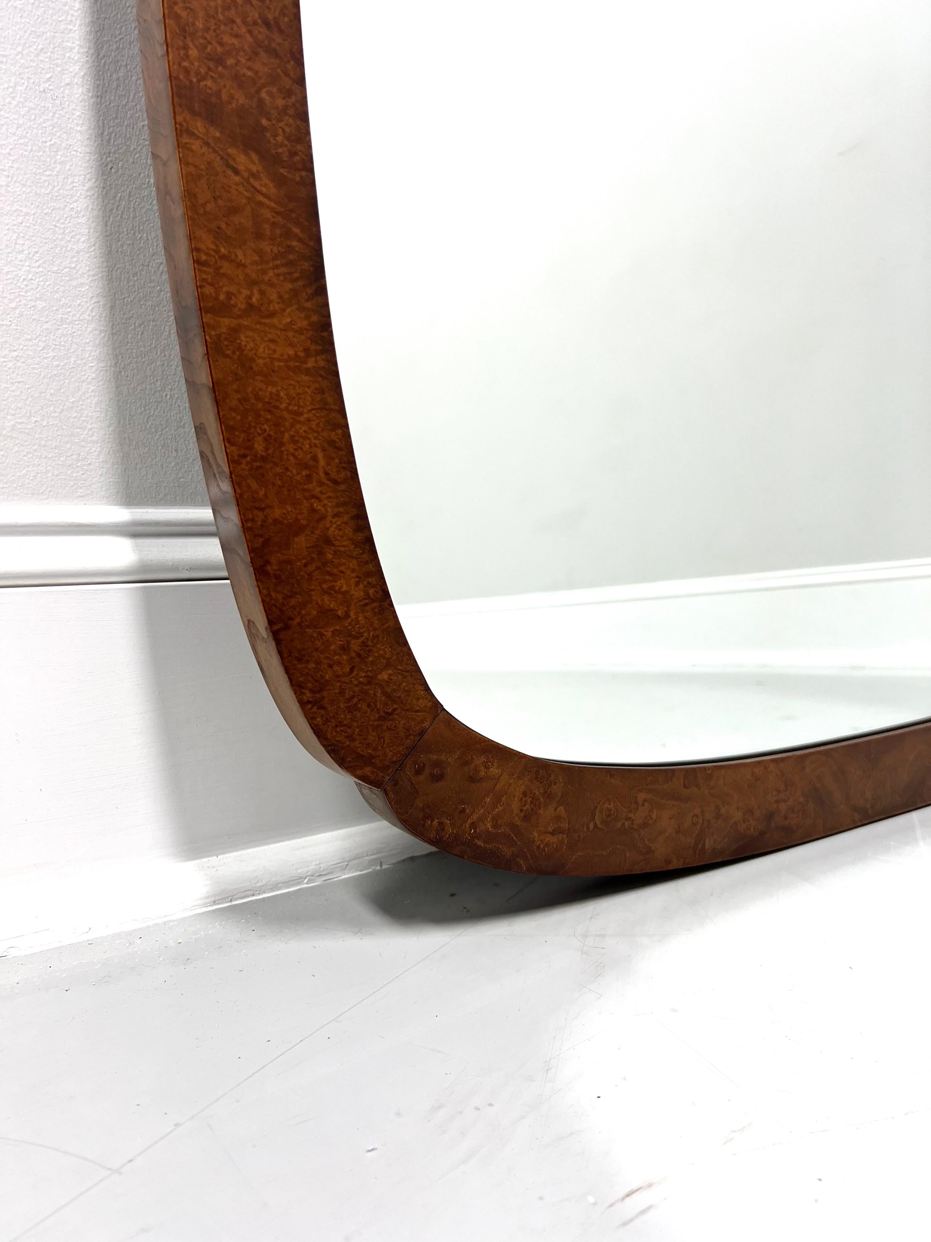 American BAKER Burl Walnut Asian Inspired Wall Mirror with Clipped Corners