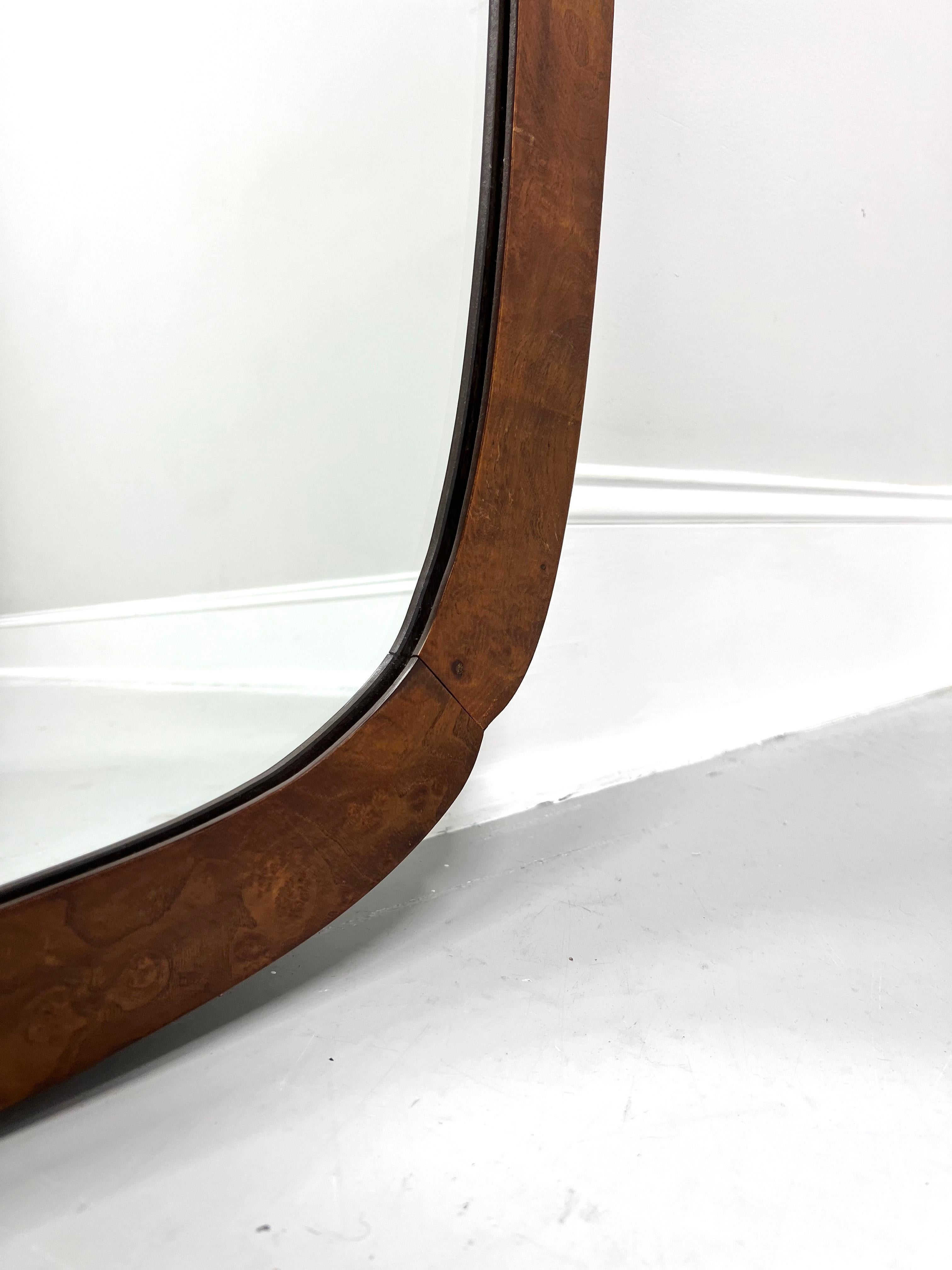 BAKER Burl Walnut Asian Inspired Wall Mirror with Clipped Corners In Good Condition In Charlotte, NC