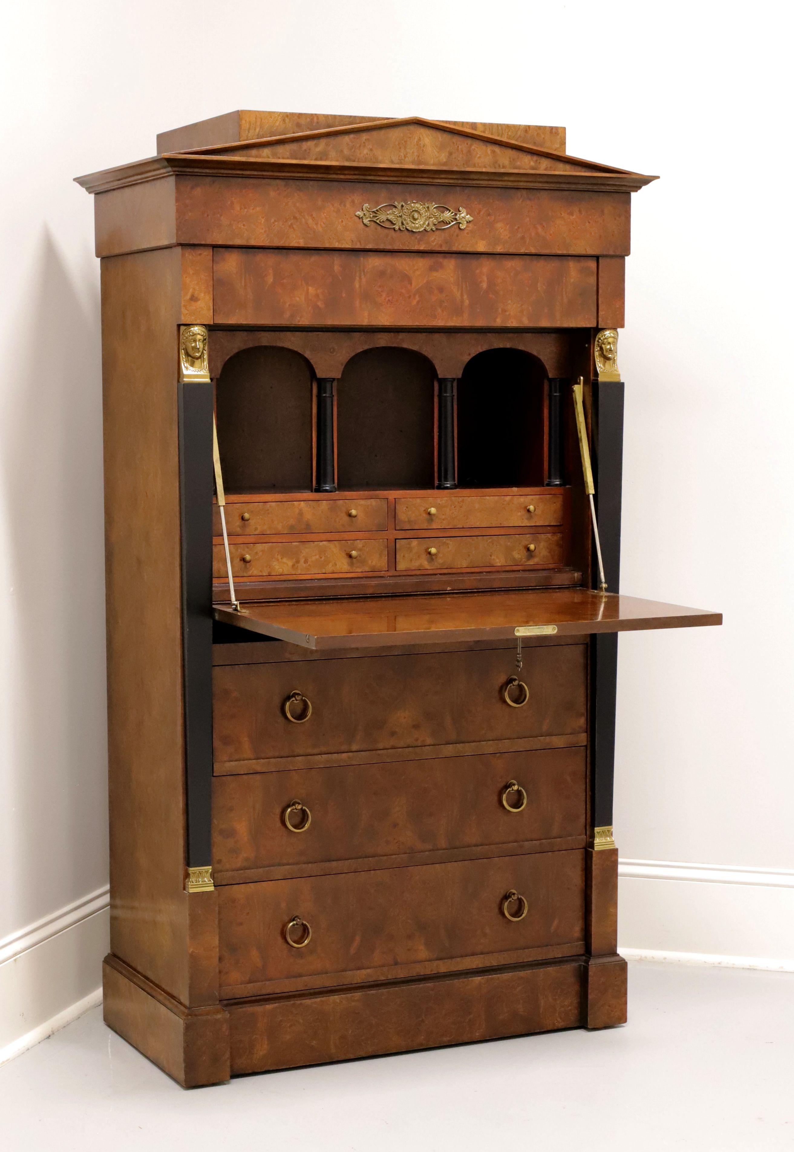 20th Century BAKER Burl Walnut French Regency Abatante Secretary Desk