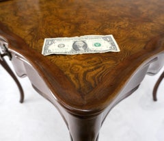 Baker Burl Wood Square One Drawer Cabriole Leg Side End Table Gallery Top