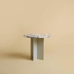 Light Steel Base Side Table with Round Calacatta Violet Top by Lebanto