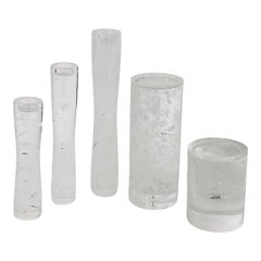Vintage Baker Candle Holders Rock Crystal Pillars, a Set of 5