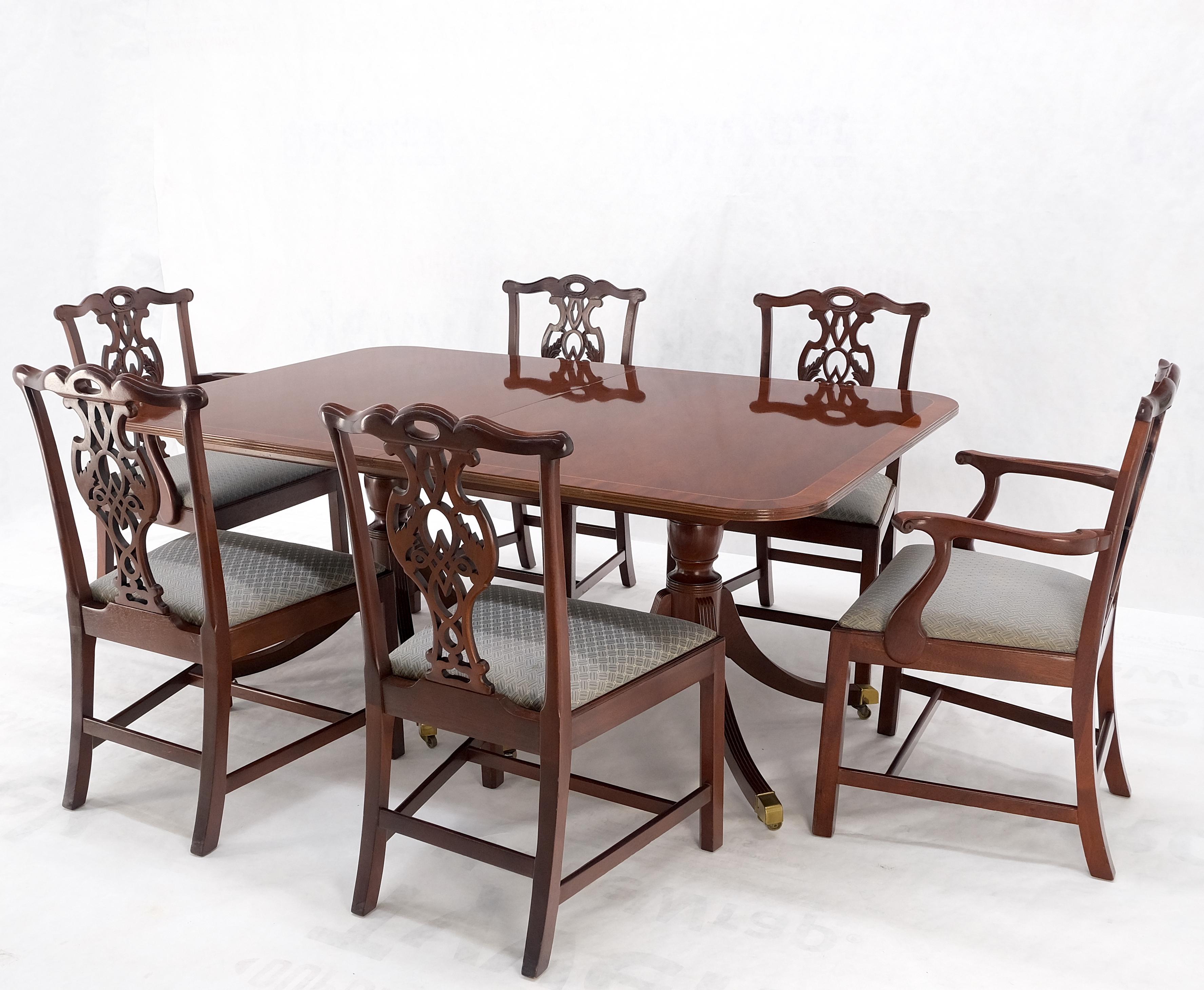 Baker Charleston Collection Mahogany Banded Dining Table 6 Chairs Set Stunning! For Sale 3