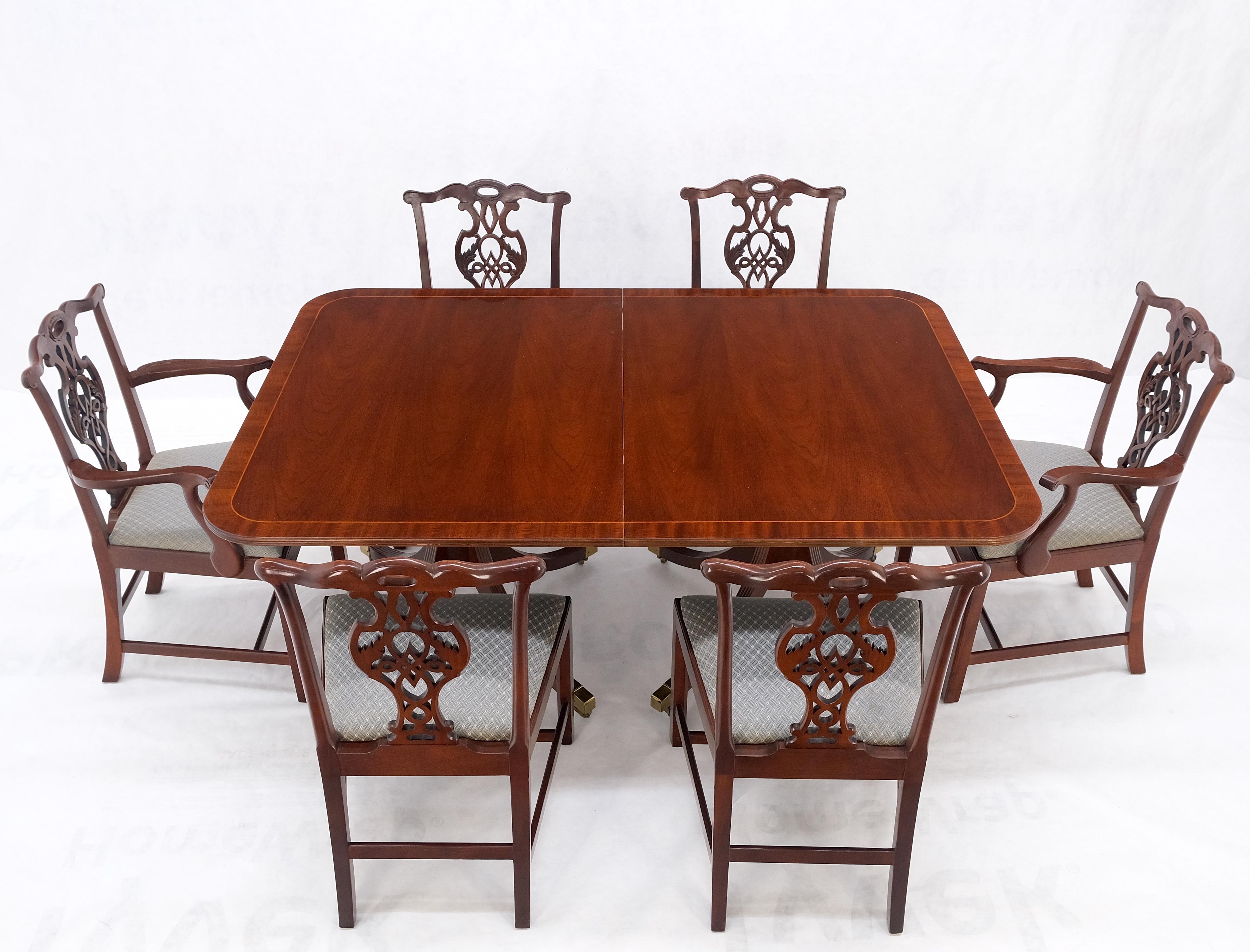 Baker Charleston Collection Mahogany Banded Dining Table 6 Chairs Set Stunning! For Sale 4