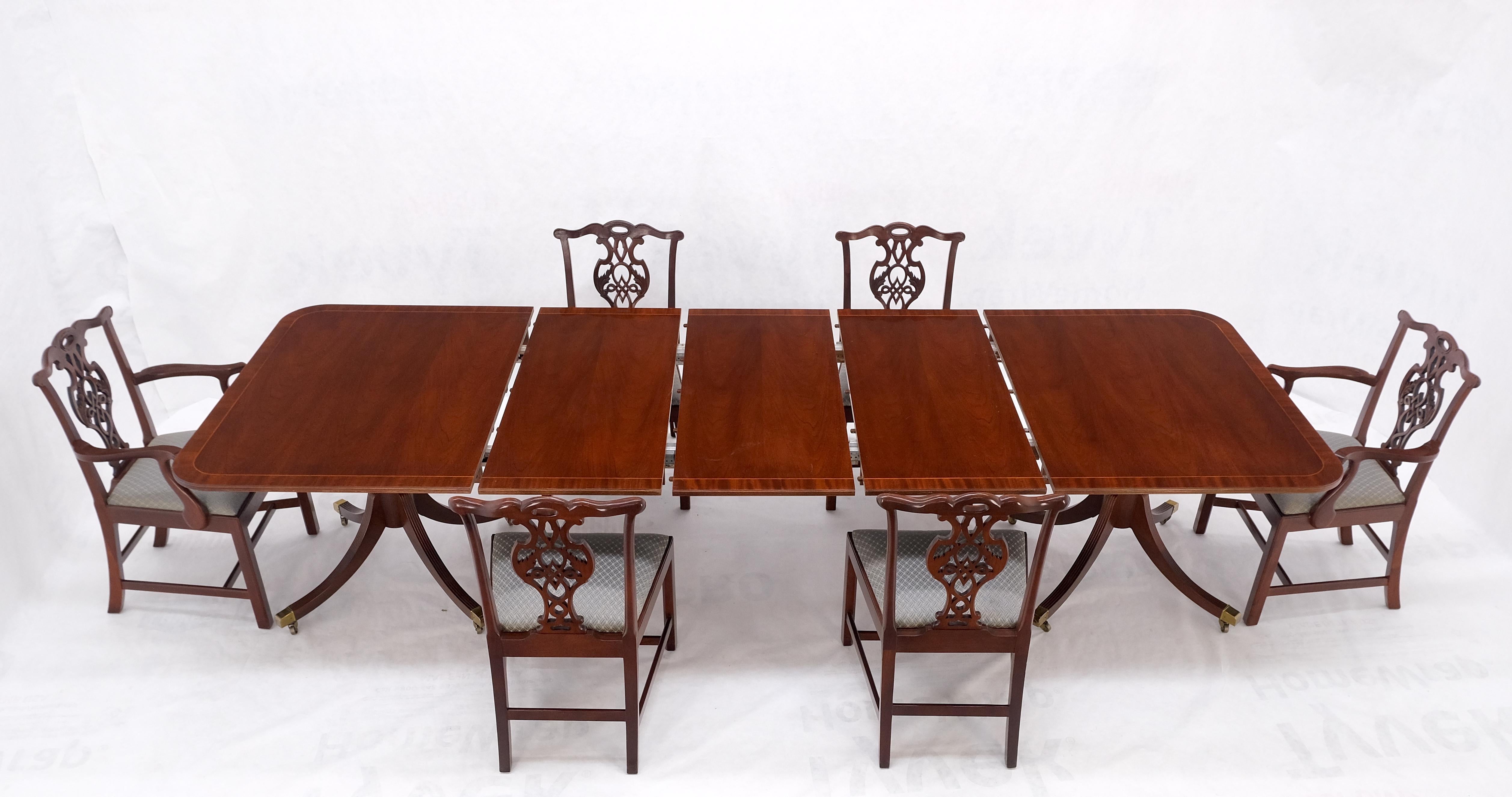 Baker Charleston Collection Mahogany Banded Dining Table 6 Chairs Set Stunning! For Sale 6