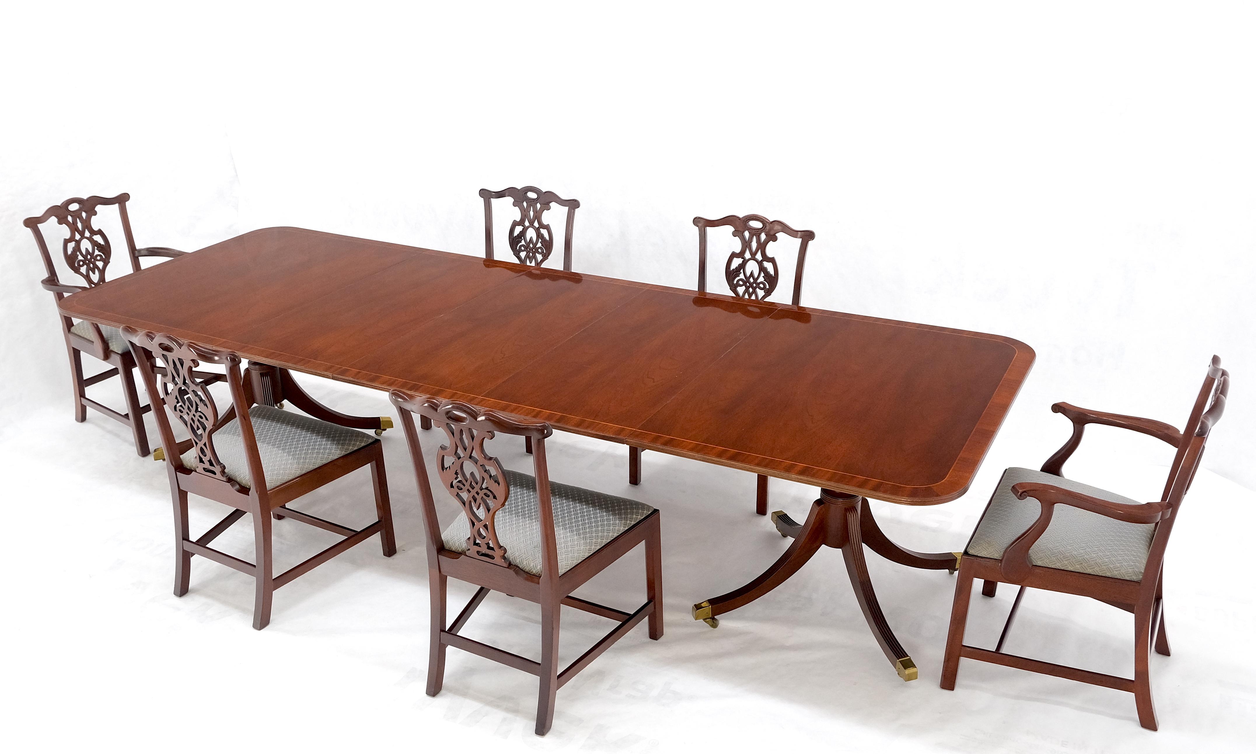 Baker Charleston Collection Mahogany Banded Dining Table 6 Chairs Set Stunning! For Sale 7
