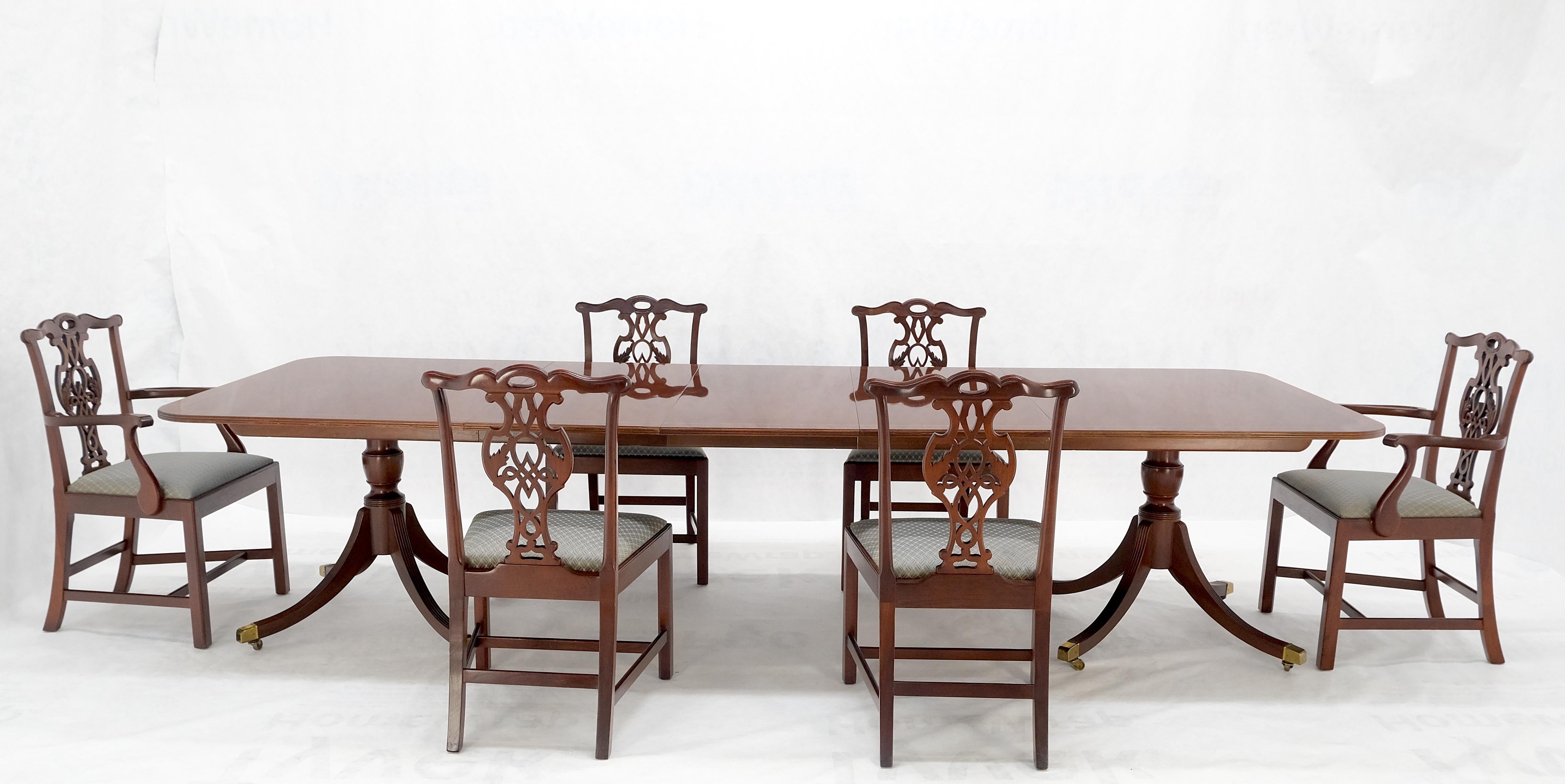 Baker Charleston Collection Mahogany Banded Dining Table 6 Chairs Set Stunning! For Sale 8