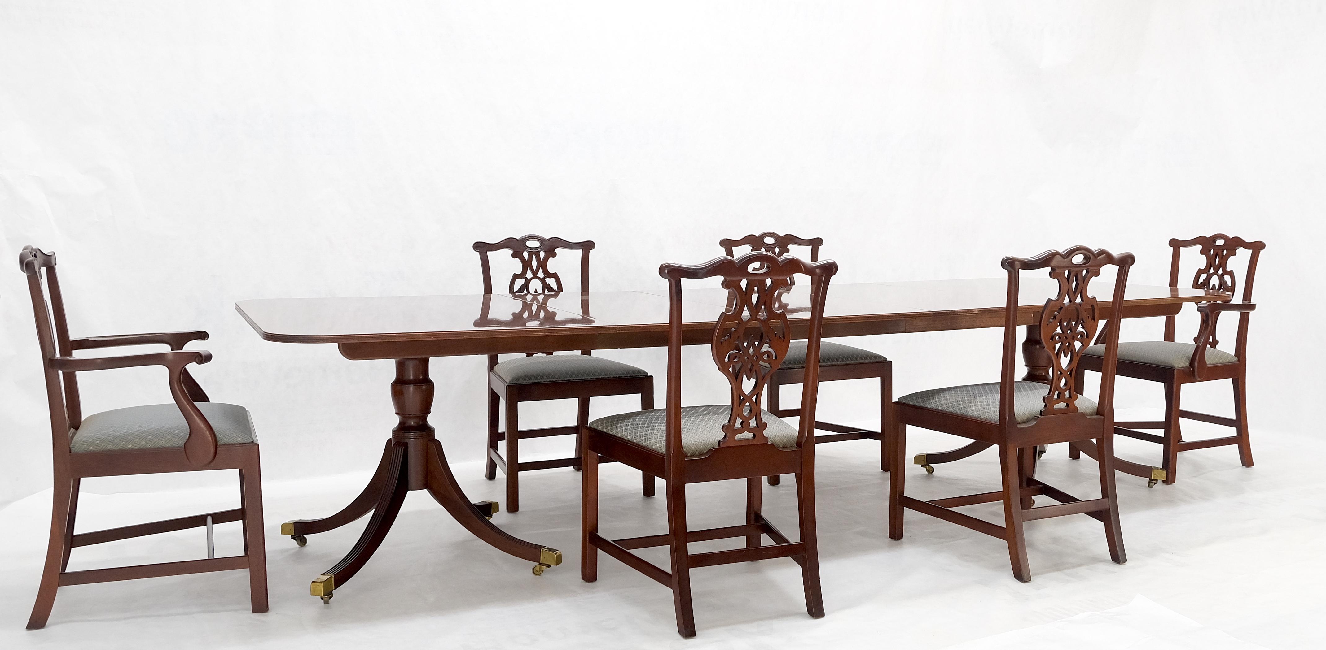 Baker Charleston Collection Mahogany Banded Dining Table 6 Chairs Set Stunning! For Sale 9