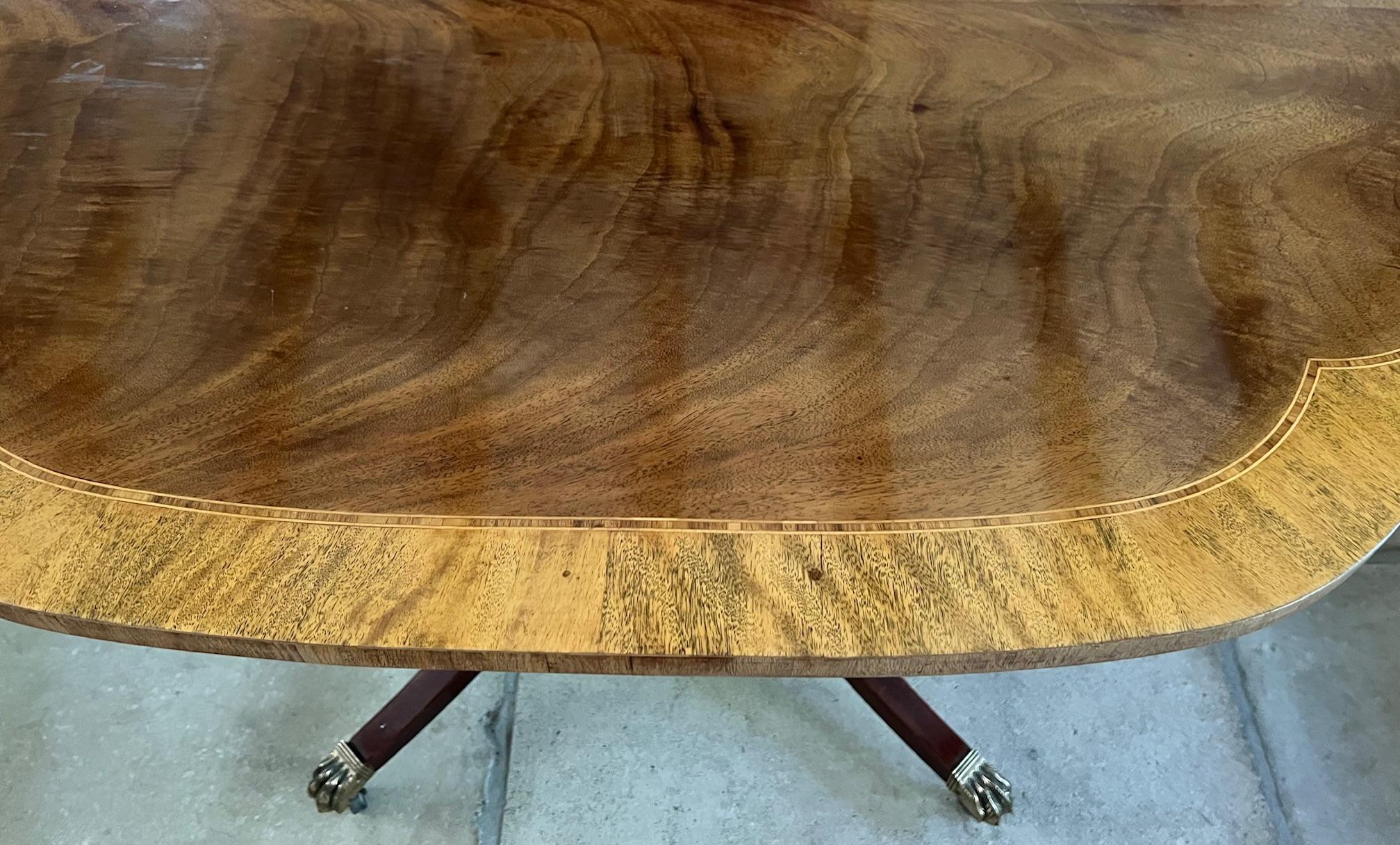 Baker Charleston Mahogany Double Pedestal Table & Two Leaves, c. 1980's 1
