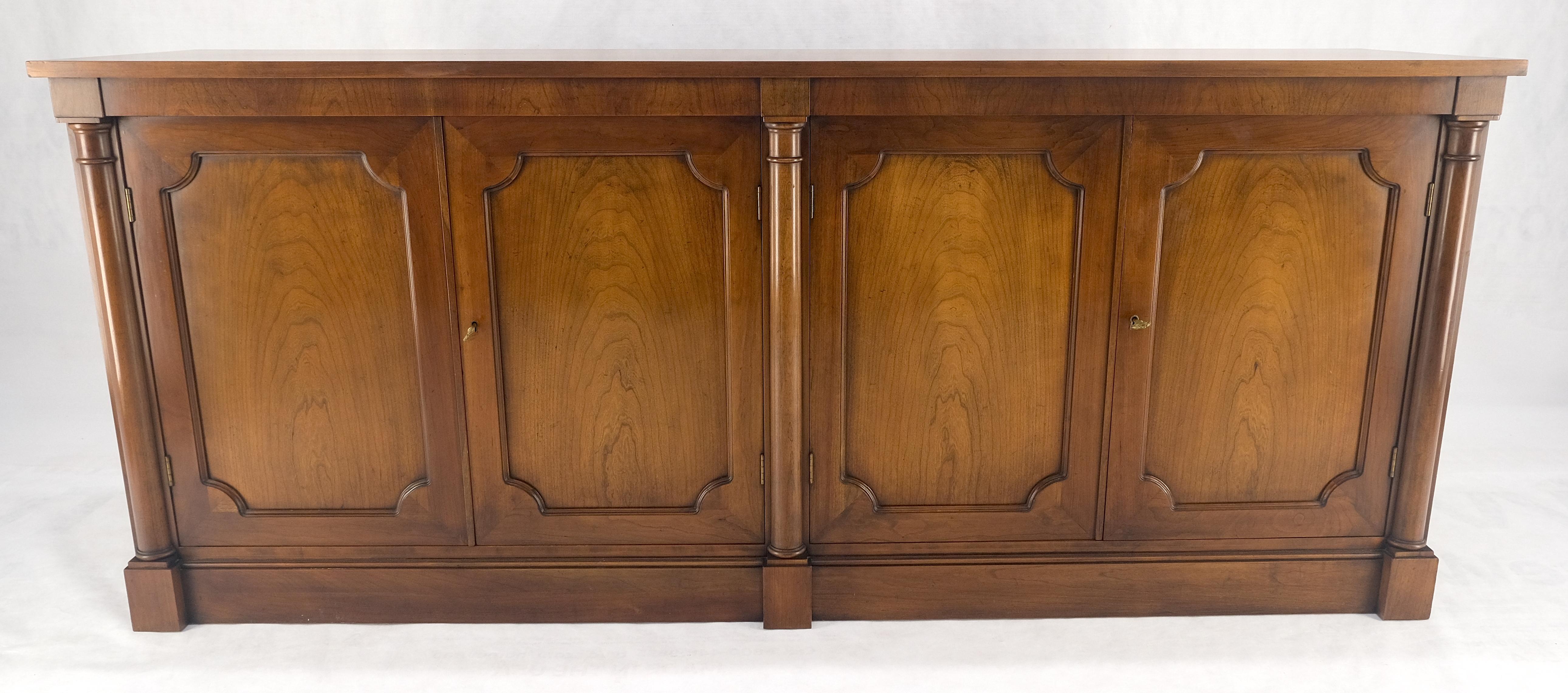 Baker Cherry 4 Raised Panel Doors Biedermeier Style Long Sideboard Credenza MINT In Good Condition In Rockaway, NJ