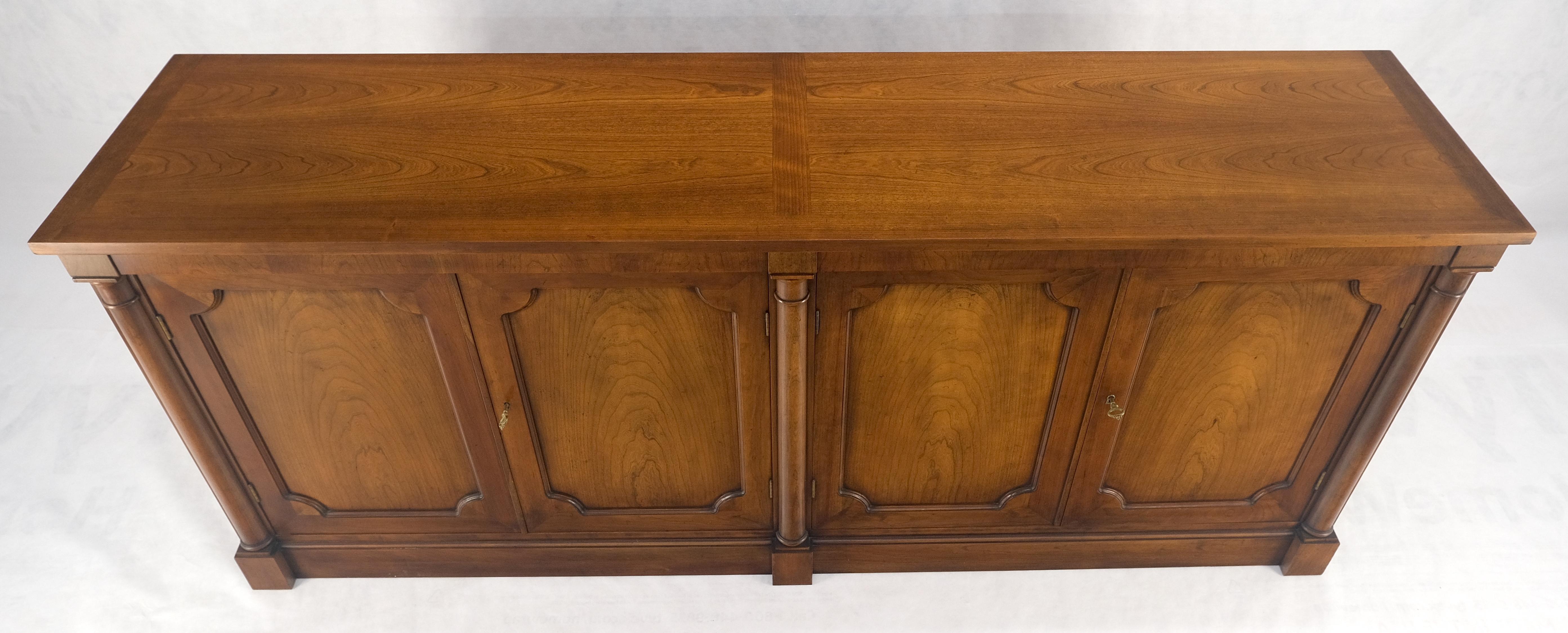 20th Century Baker Cherry 4 Raised Panel Doors Biedermeier Style Long Sideboard Credenza MINT