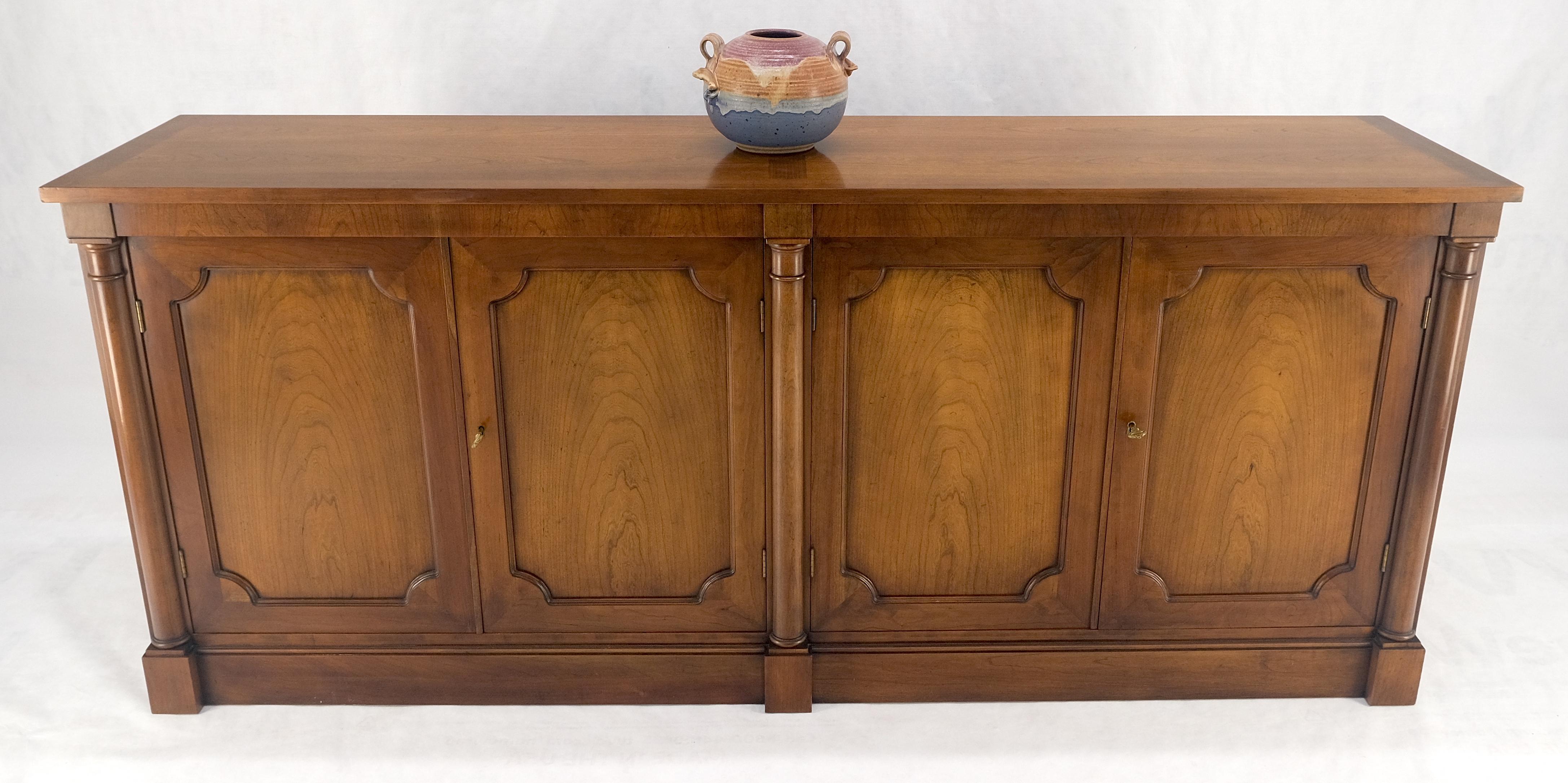 Brass Baker Cherry 4 Raised Panel Doors Biedermeier Style Long Sideboard Credenza MINT