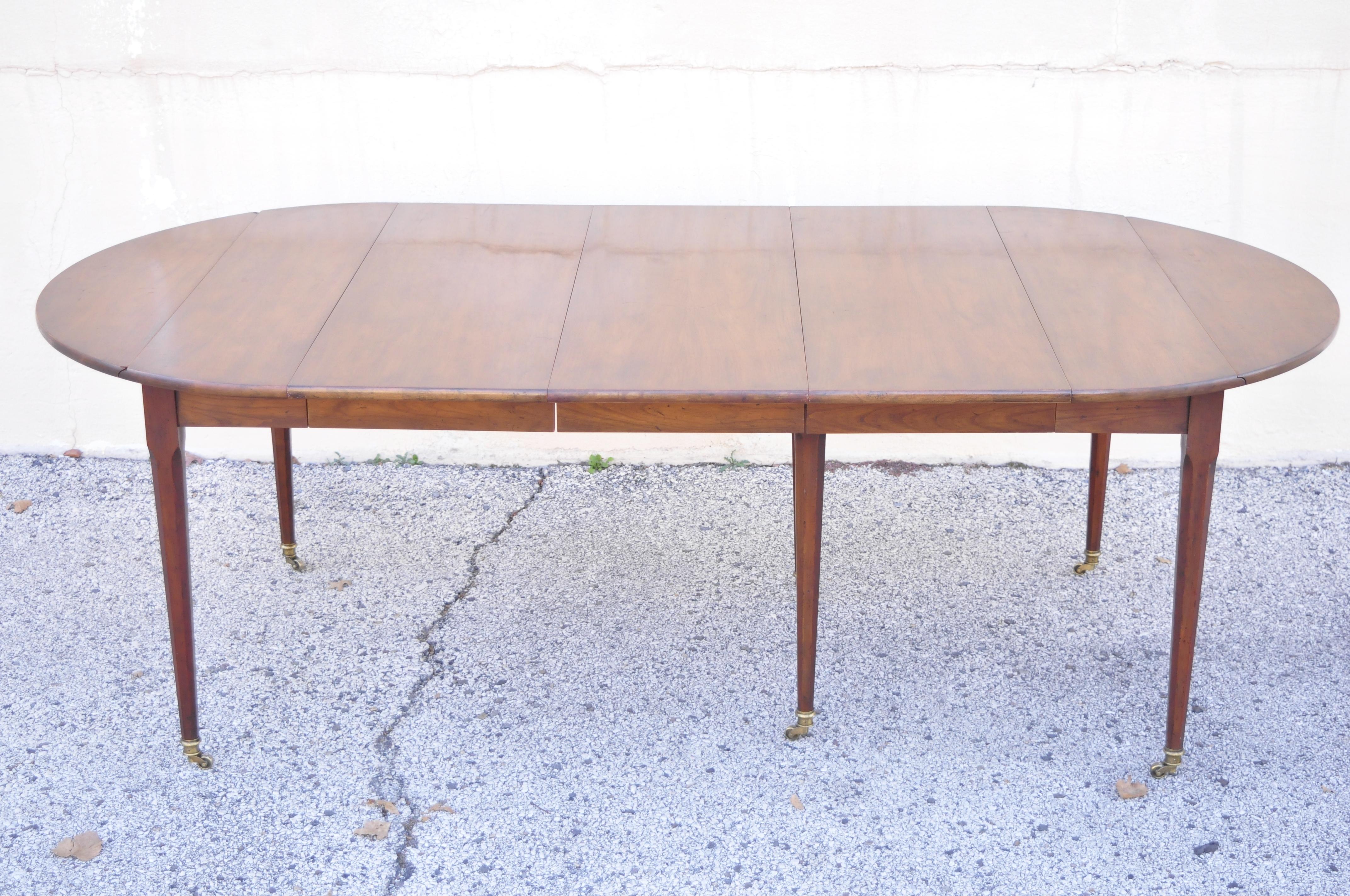 20th Century Baker Cherry Federal Extension Dropleaf Oval Dining Breakfast Table w/ 3 Leaves