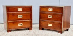 Baker Cherrywood and Brass 3 Drawer Night Stands