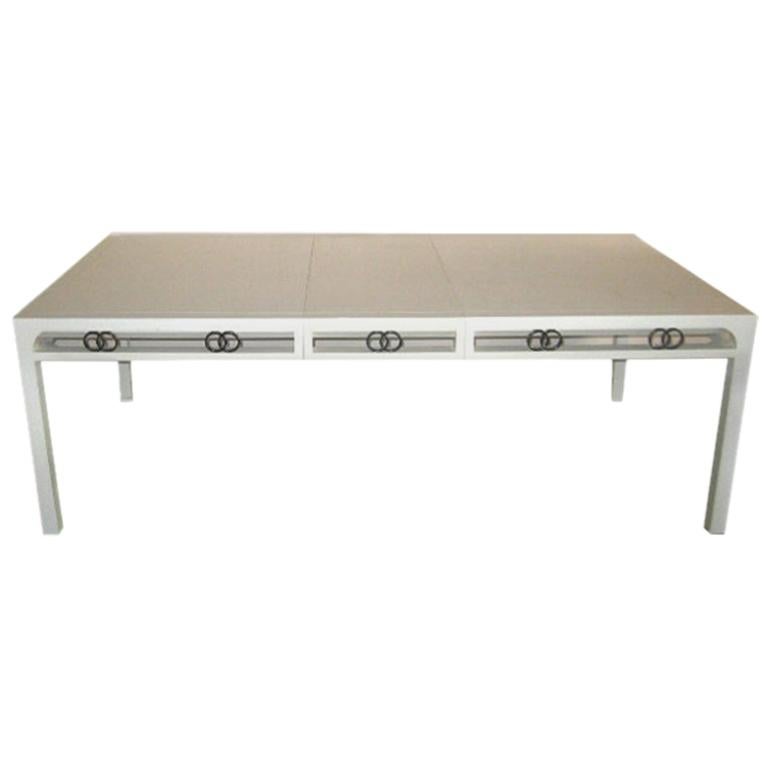 Baker Chinese Moderne White Lacquered Table