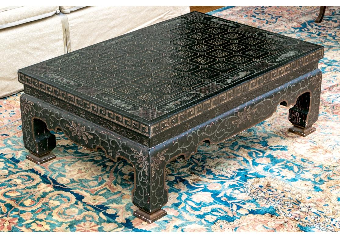 Baker Chinoiserie Ebonized Cocktail Table For Sale 5