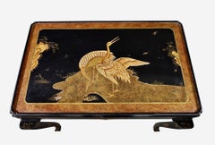 Baker Chinoiserie Lacquered Side Table with Gilt Detailing