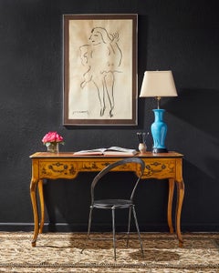 Baker Chinoiserie Yellow Lacquered Writing Table Desk