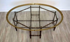 Baker Chippendale Asian Style Bamboo Glass & Brass Coffee Table
