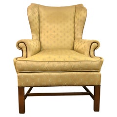 Baker Chippendale Style Wing Chair in a Fine Fabric with Down Cushion