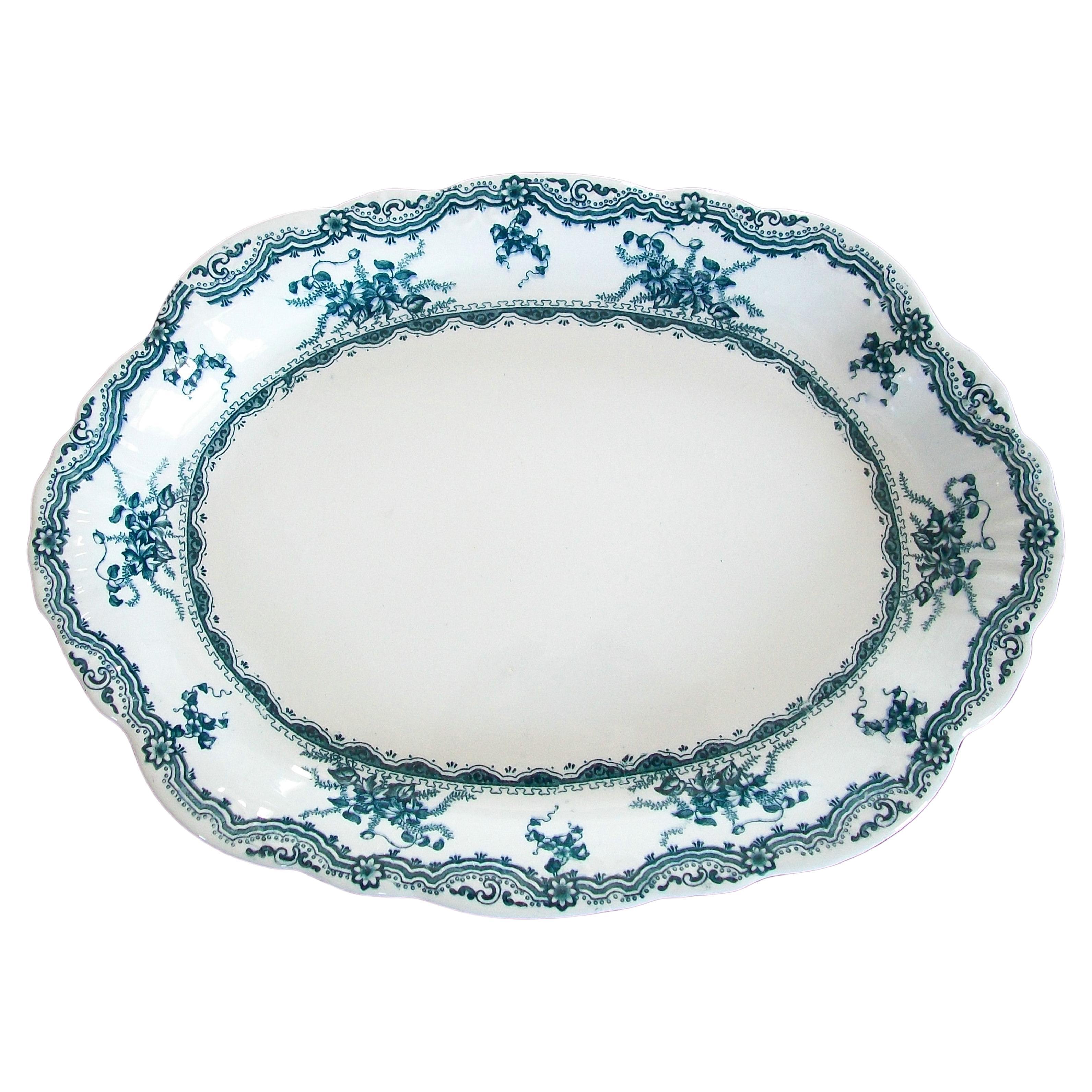 Baker & Co. Ltd, Antique Blue Transfer Decorated Platter, U.K, circa 1893