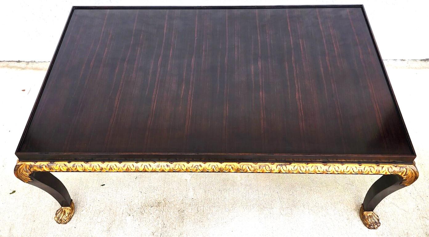 For FULL item description click on CONTINUE READING at the bottom of this page.

Offering One Of Our Recent Palm Beach Estate Fine Furniture Acquisitions Of A
Regency ebonized low table, with rectangular top of matched Macassar Ebony veneer with