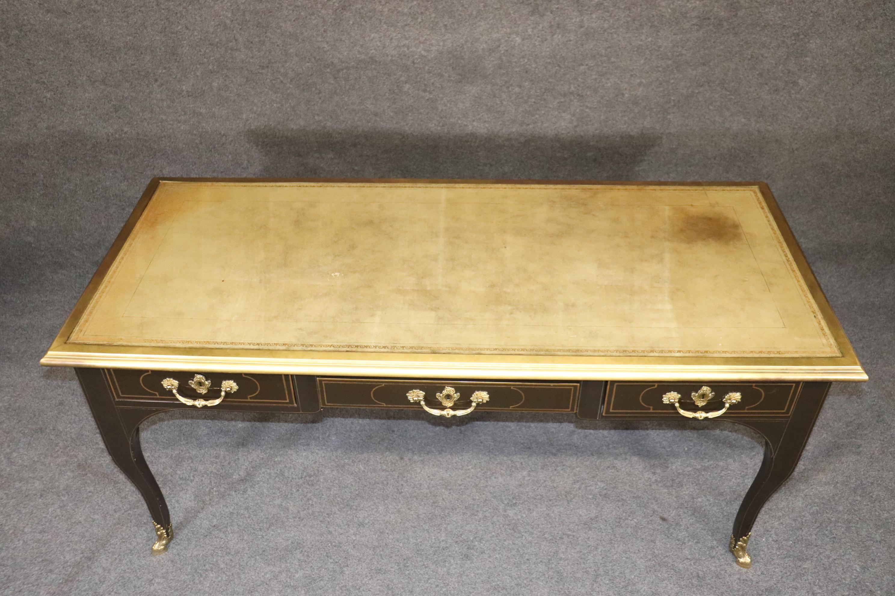 Baker Collector's Edition Brass Bound Leather Top Louis XV Bureau Plat For Sale 2